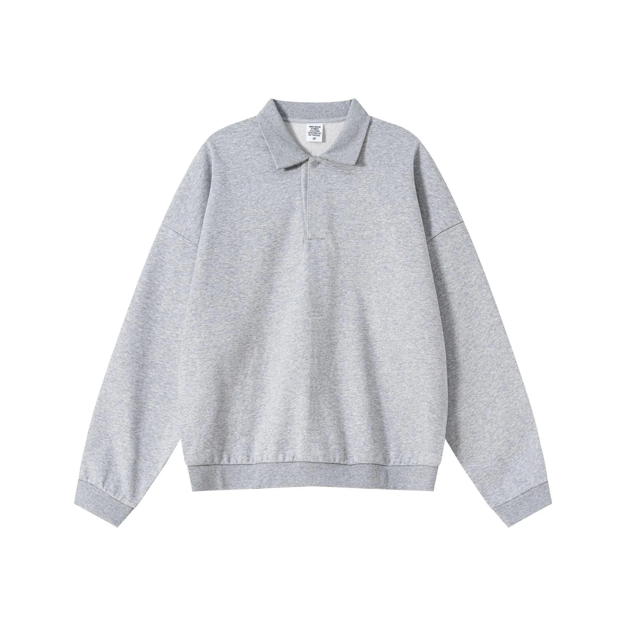 Gray sweatshirt with collar on a white background