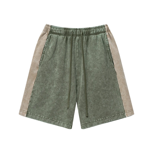 COLOUR-BLOCK “SNOW-WASH” COTTON SHORTS