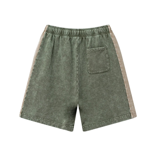 COLOUR-BLOCK “SNOW-WASH” COTTON SHORTS