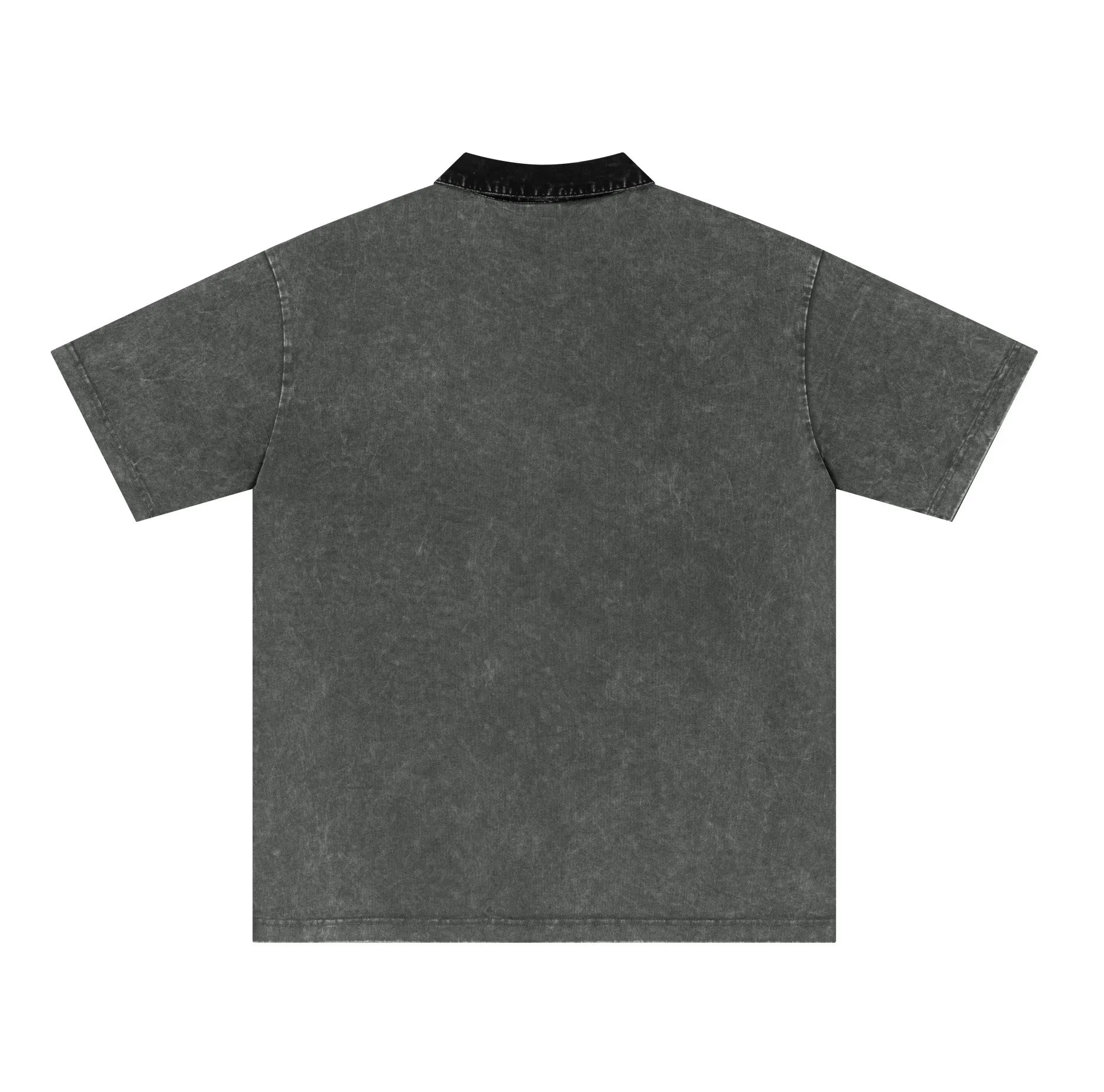 Back view of a gray shirt on a white background