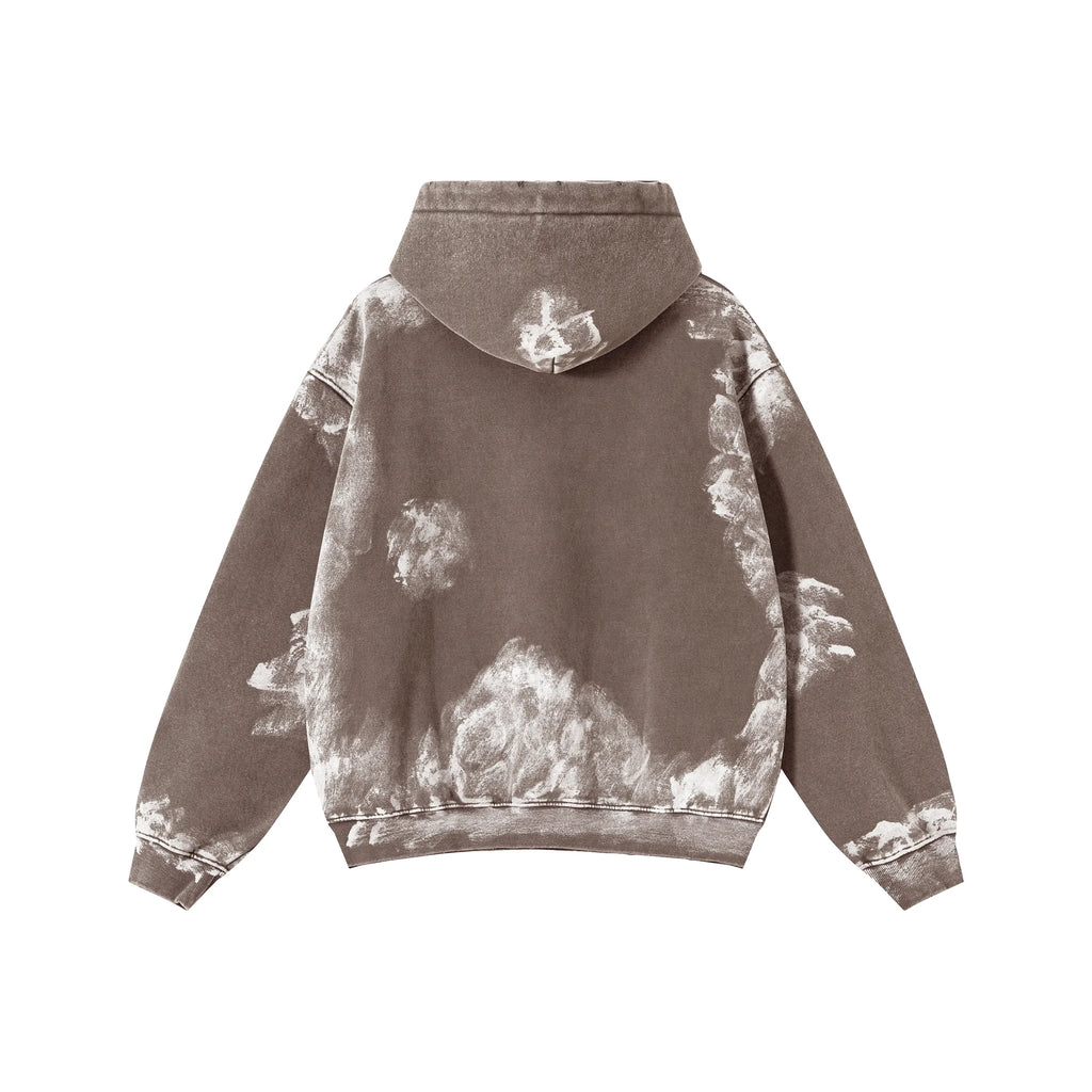 Hoodie with cloud pattern on a white background