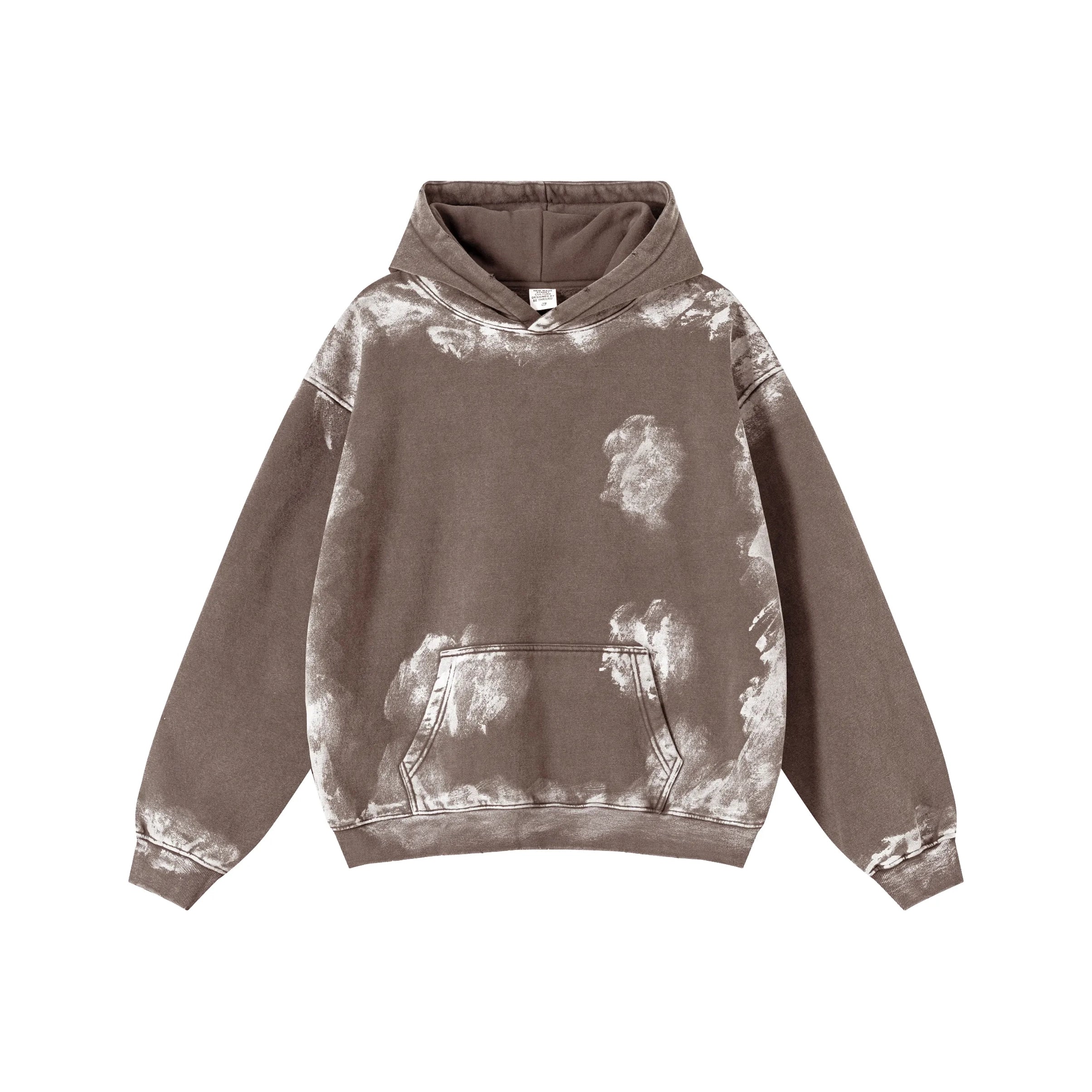 Brown tie-dye hoodie on a white background
