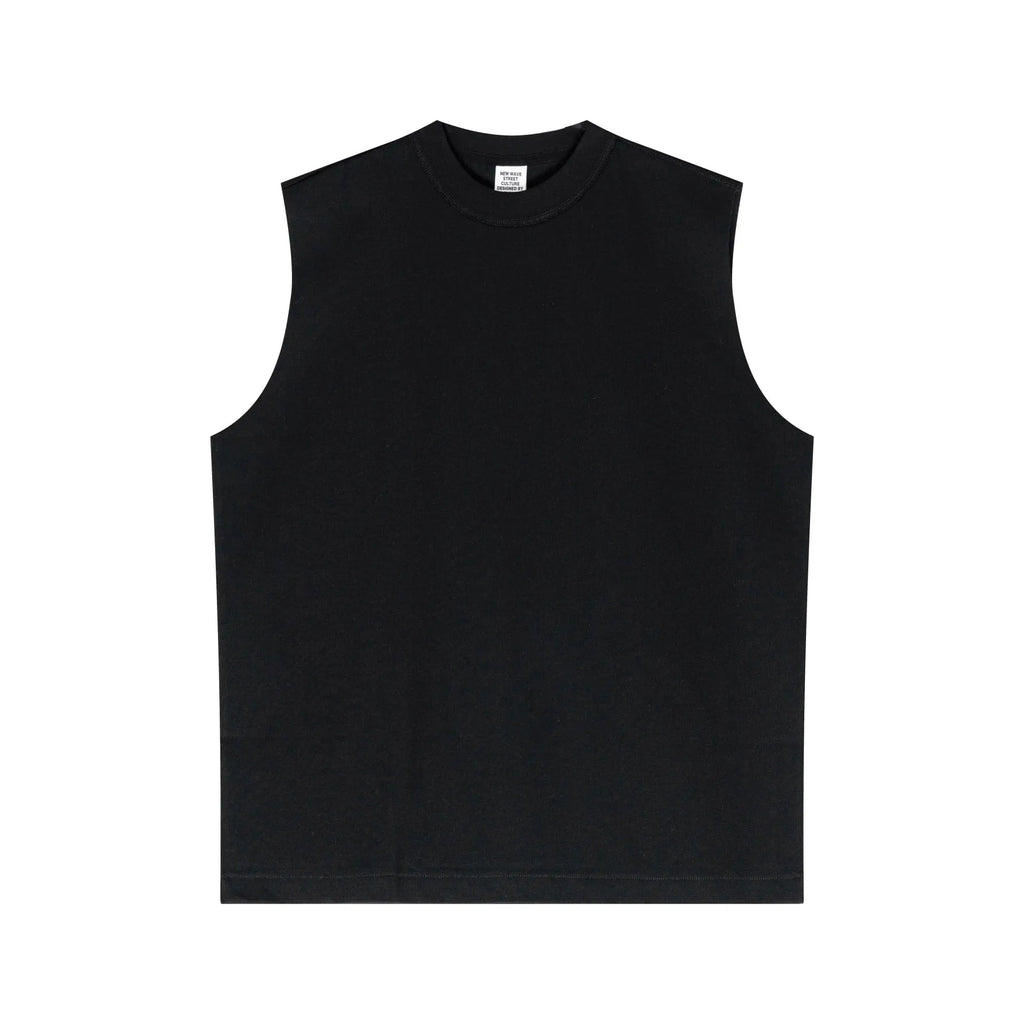 Black sleeveless shirt on a white background