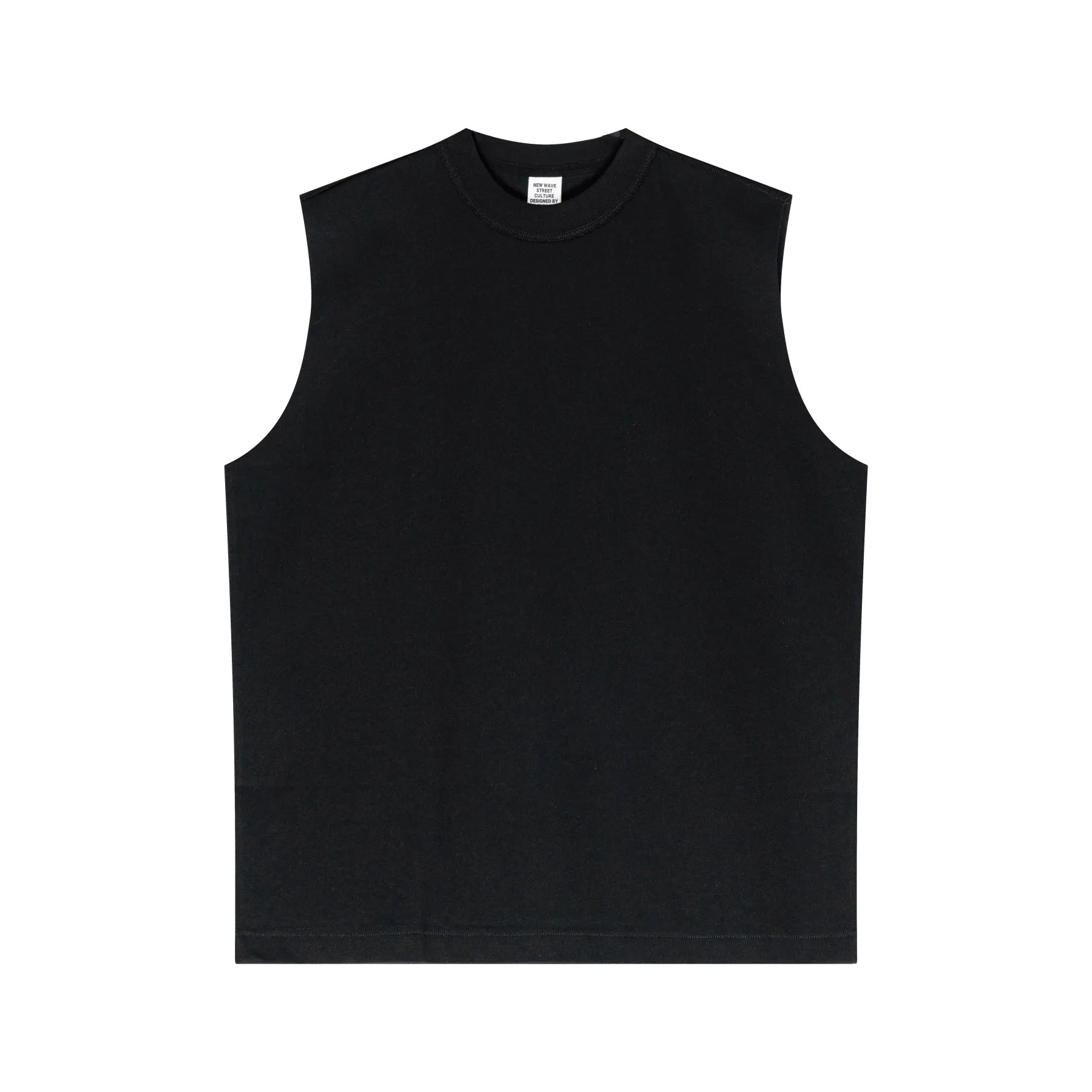 Black sleeveless shirt on a white background