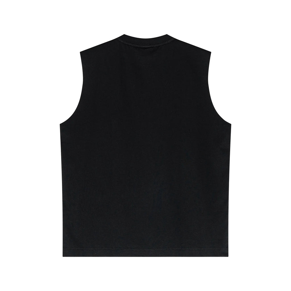 Black sleeveless shirt on a white background