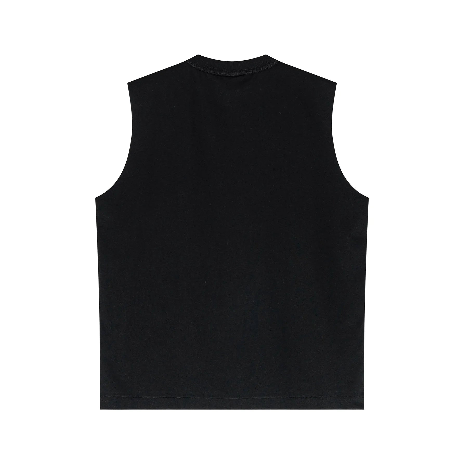 Black sleeveless shirt on a white background