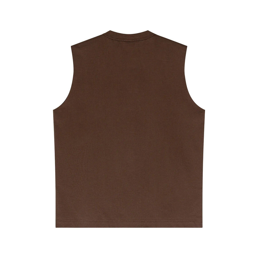 Brown sleeveless shirt on a white background