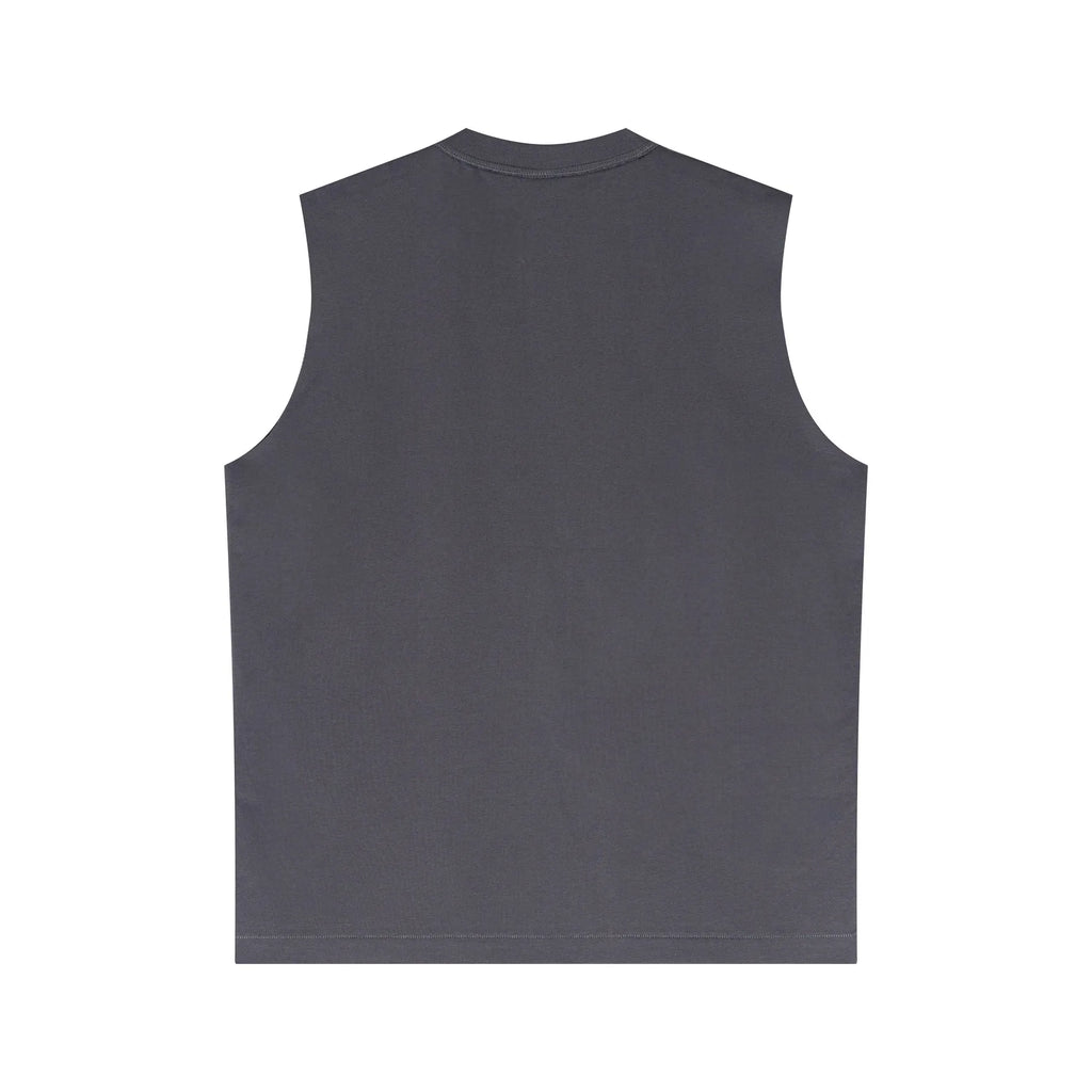 Gray sleeveless shirt on a white background