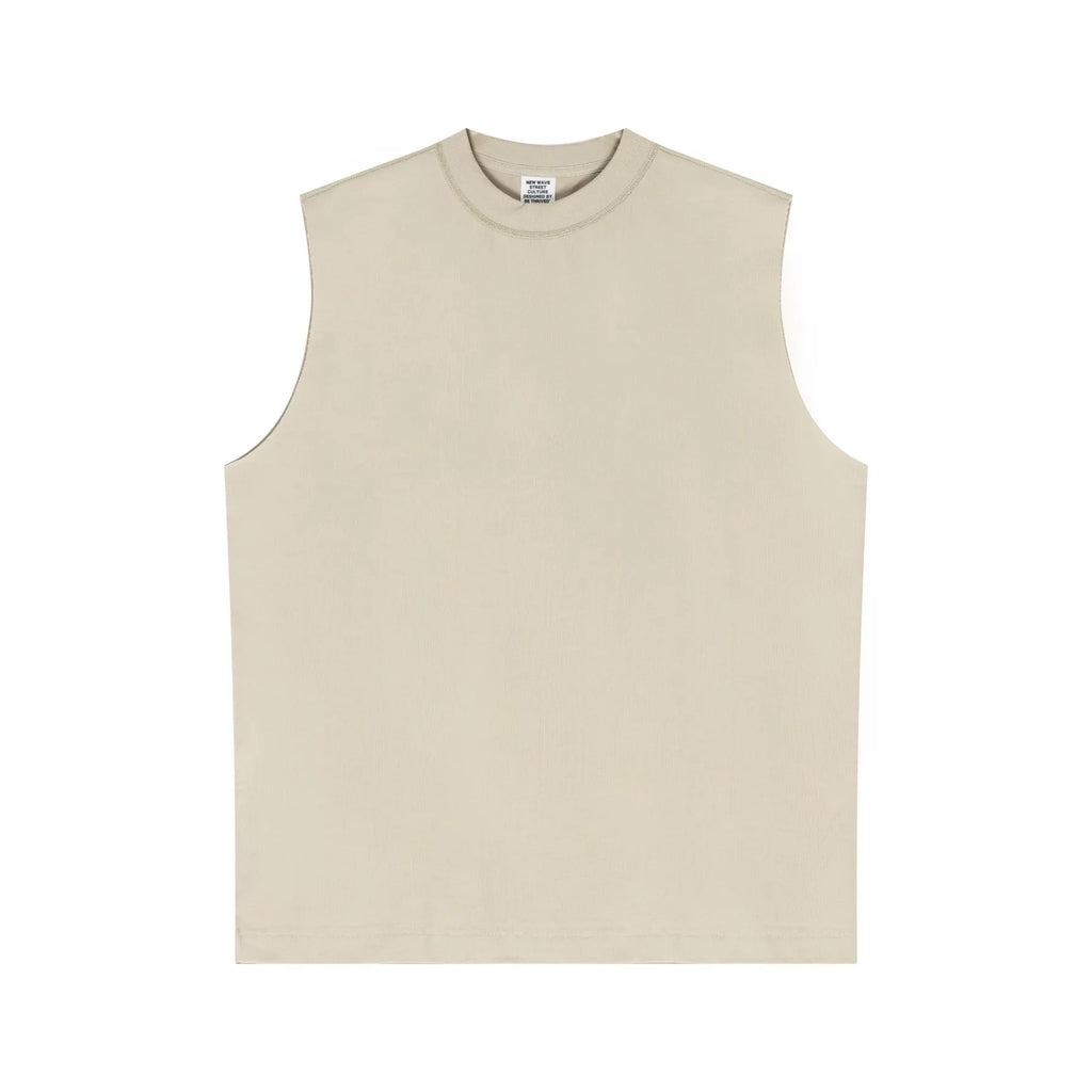 Beige sleeveless shirt on a white background