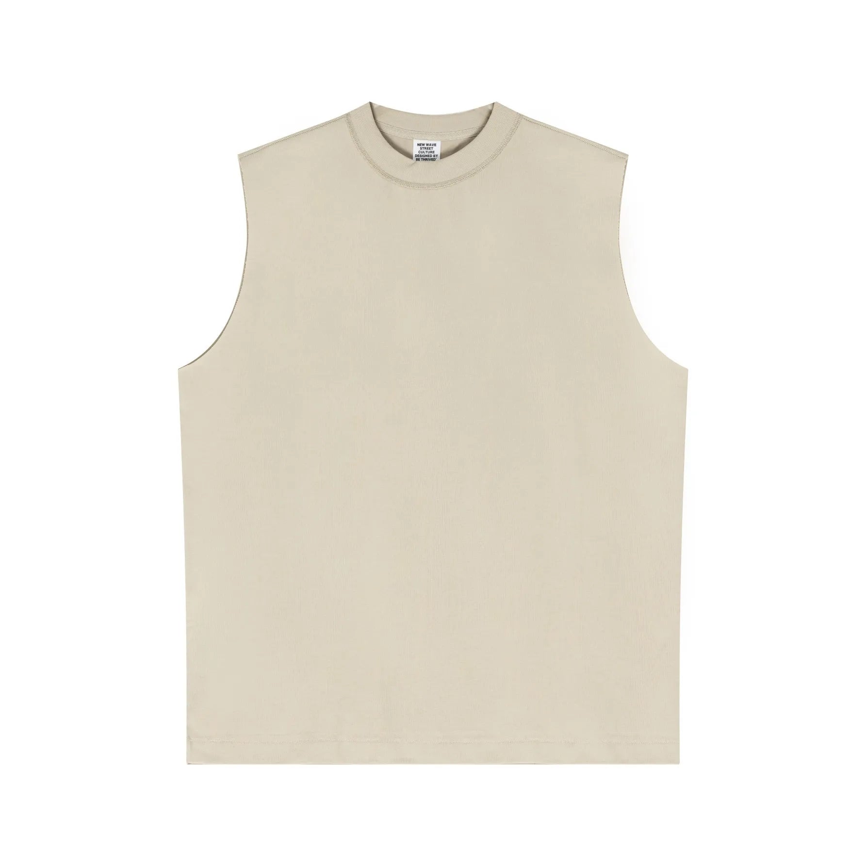 Beige sleeveless shirt on a white background