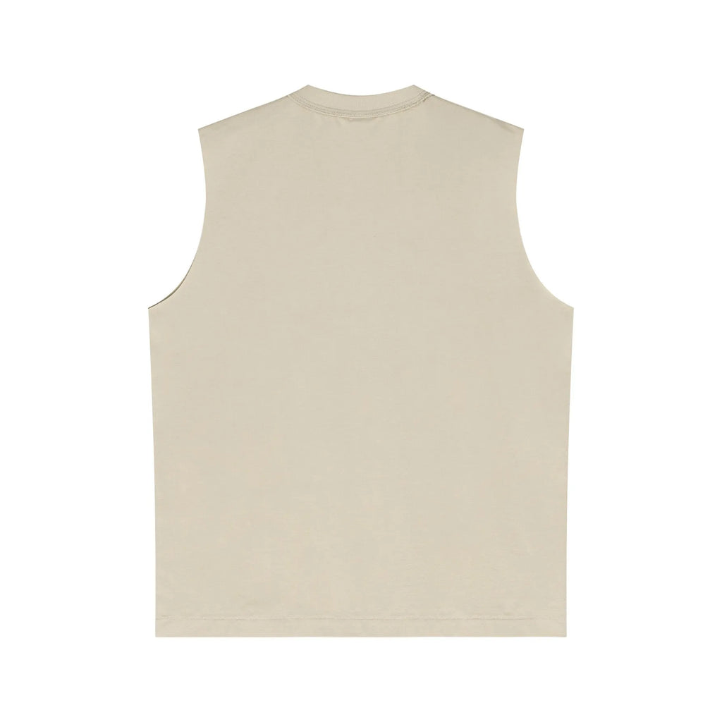 Beige sleeveless shirt on a white background