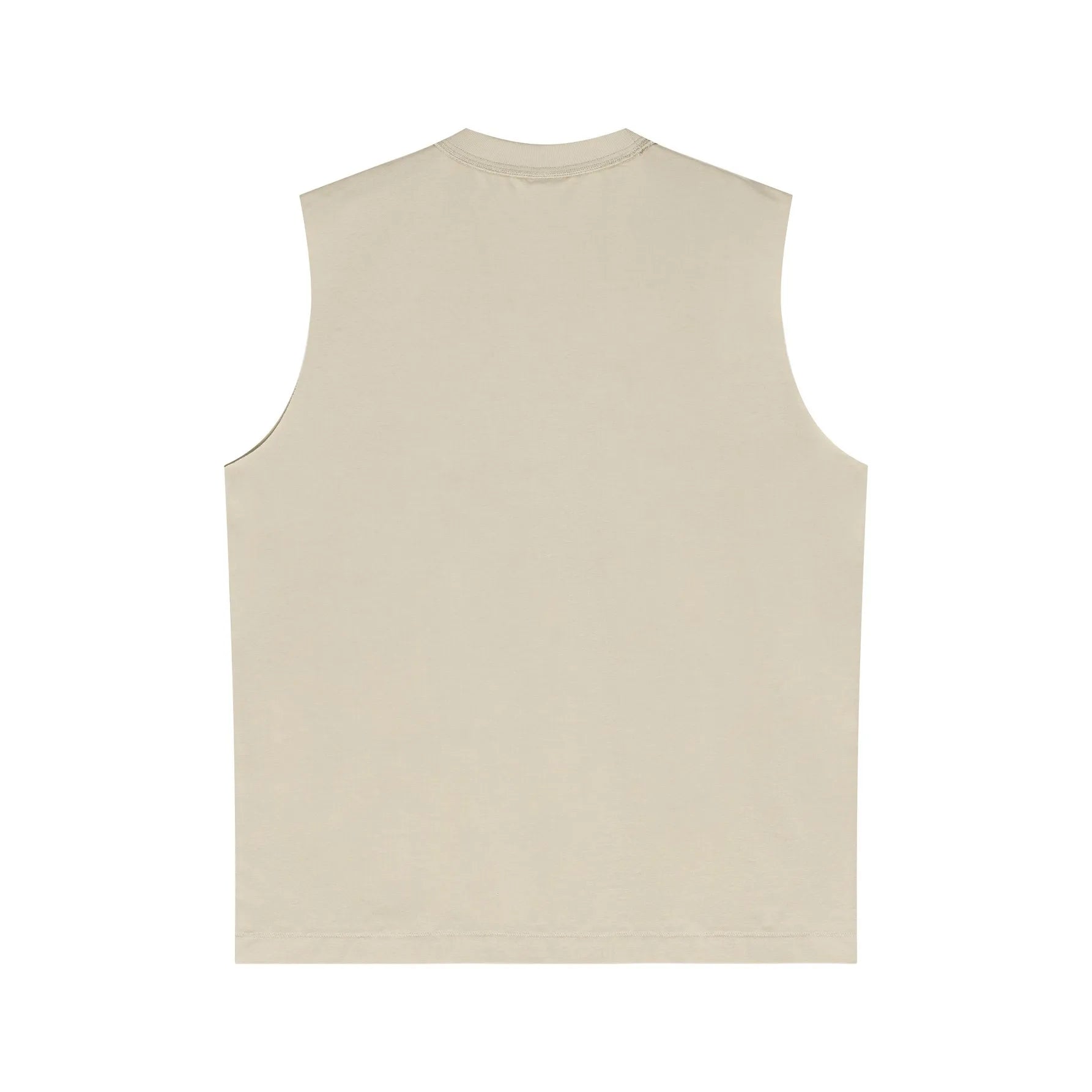 Beige sleeveless shirt on a white background
