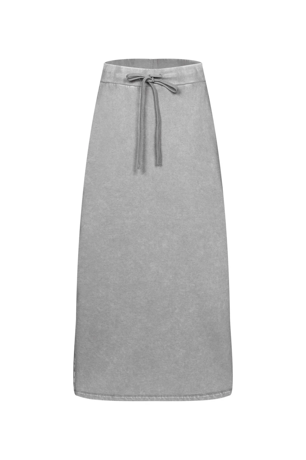 Gray skirt with a tie waist on a white background