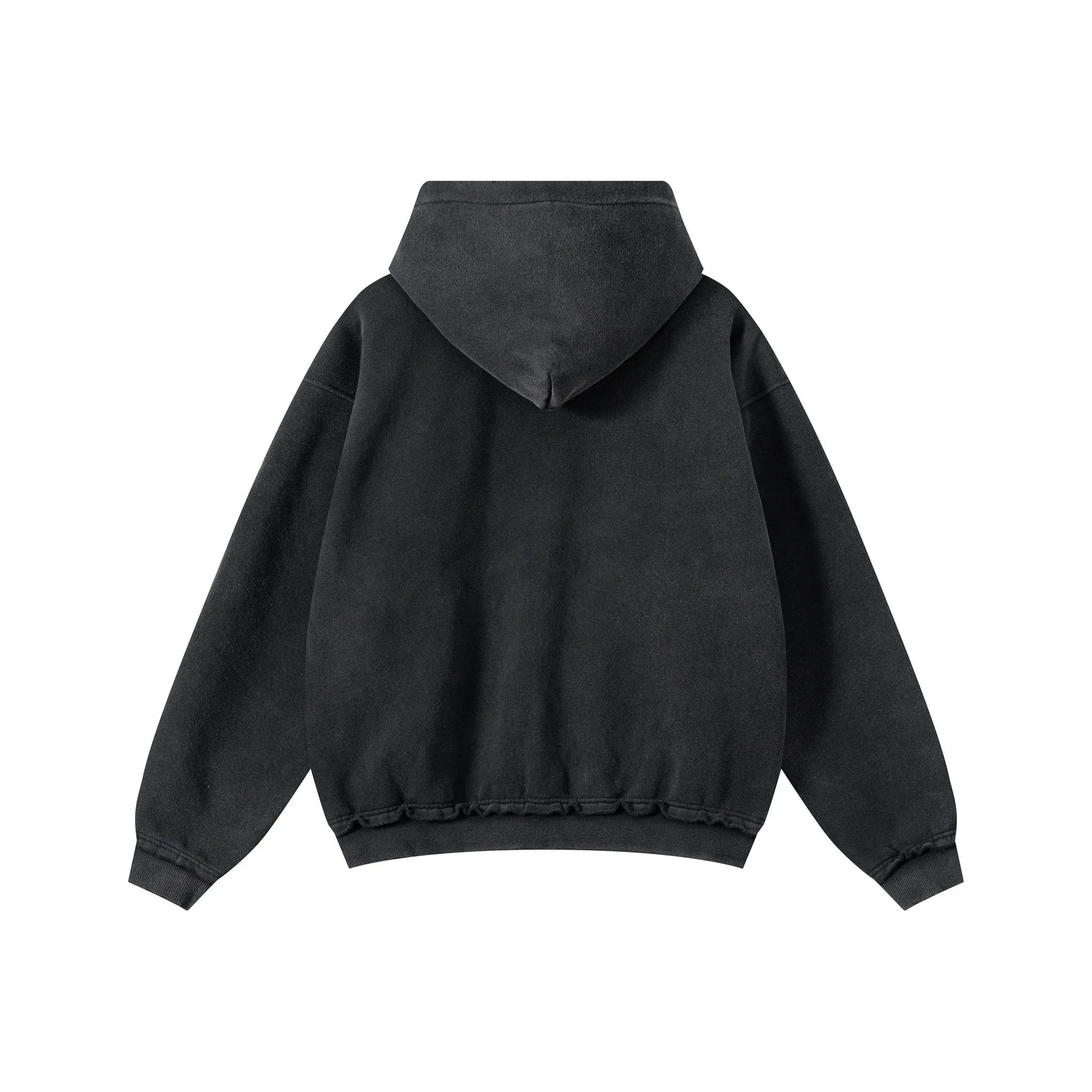 NEW WAVE HOODED RAW EDGE ZIP-UP HOODIE