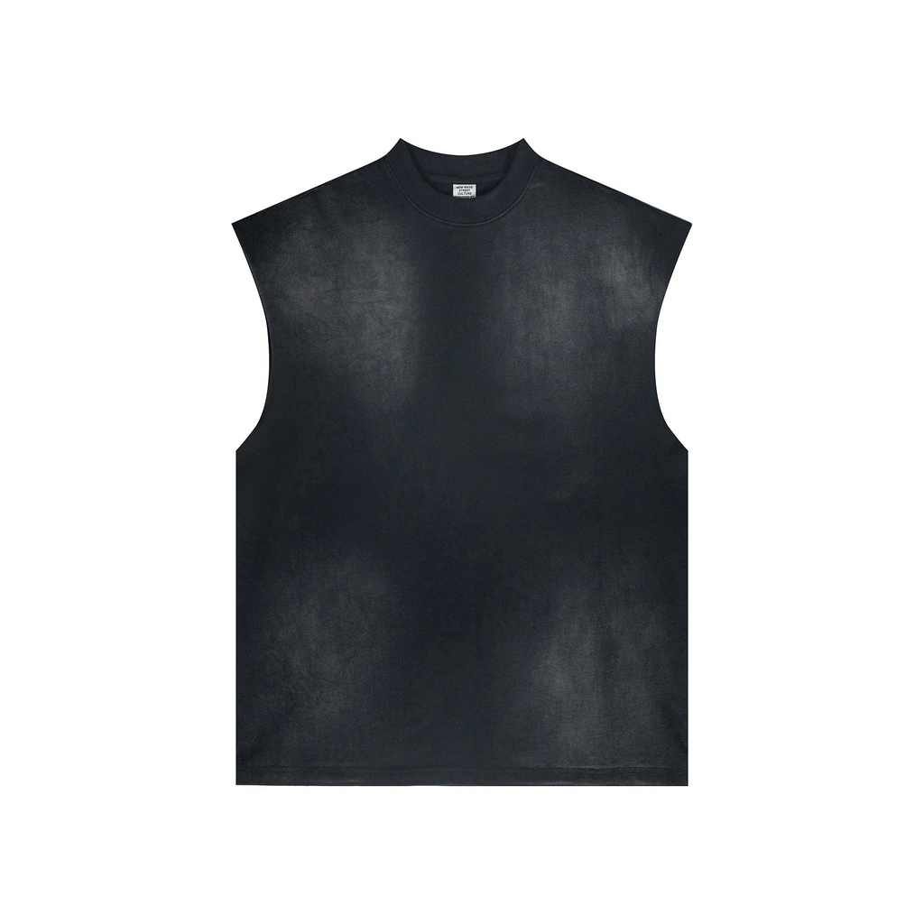 Black sleeveless shirt on a white background