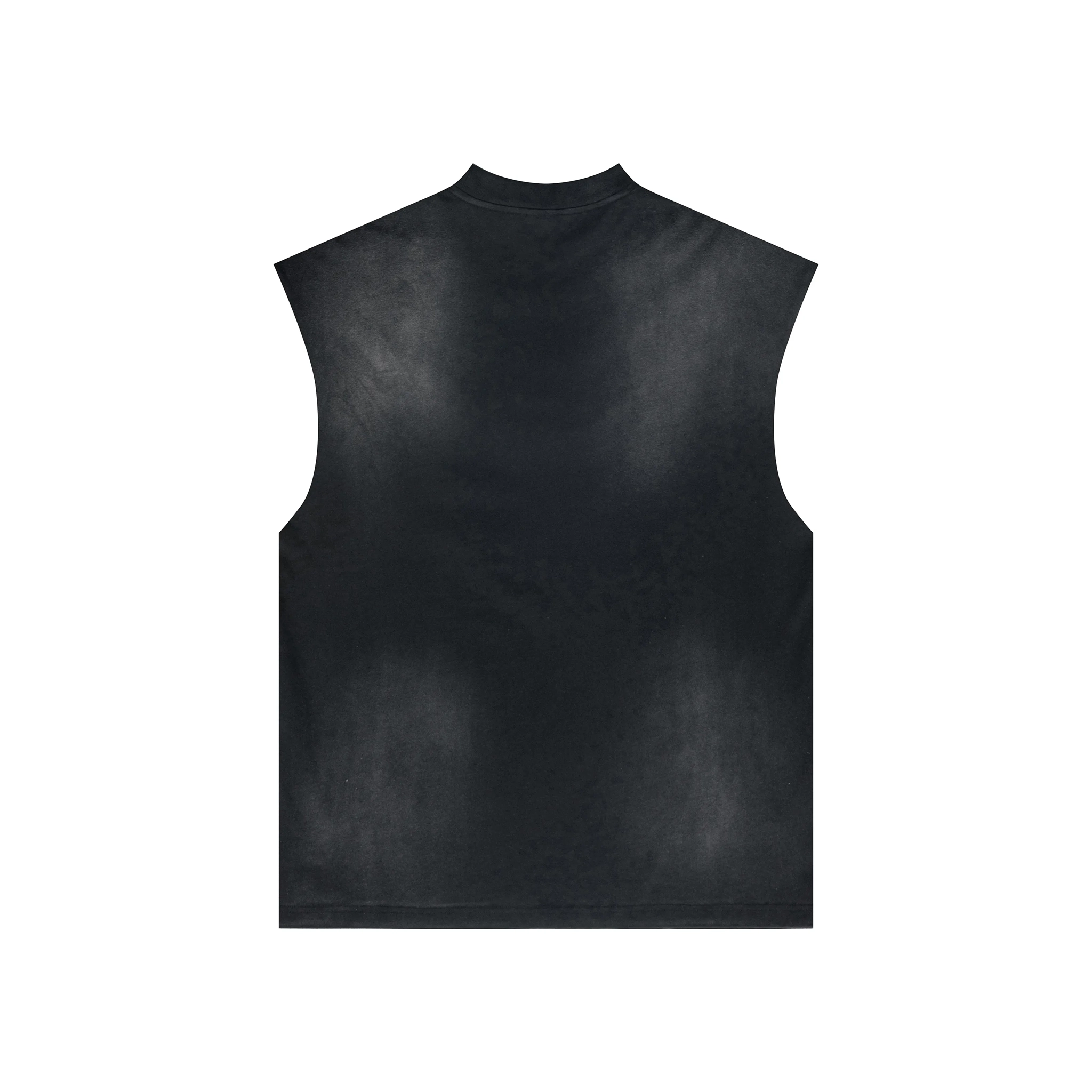 Black sleeveless leather vest on a white background