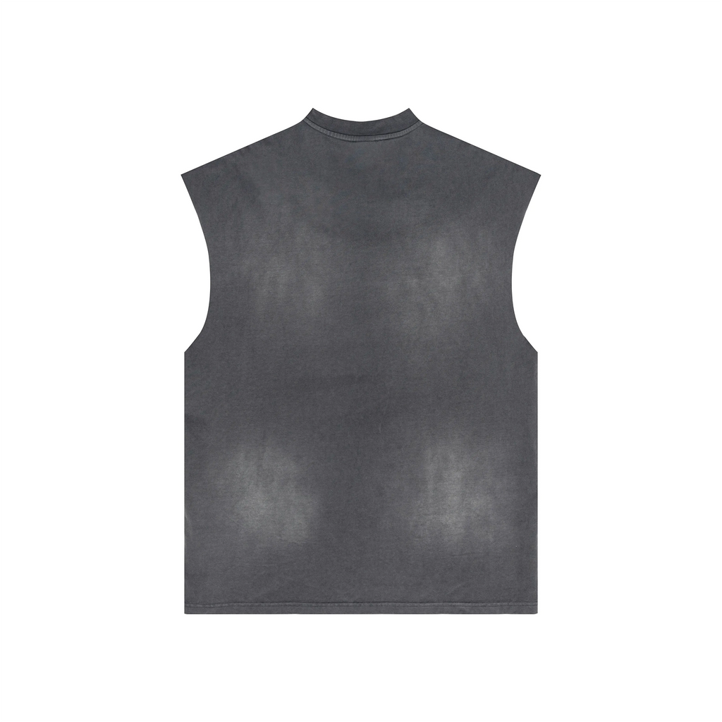 Gray sleeveless shirt on a white background