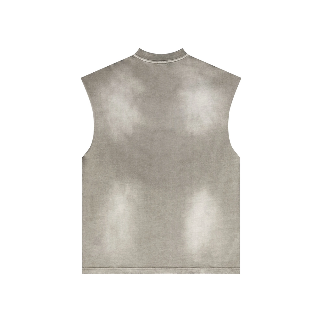 Gray sleeveless shirt on a white background