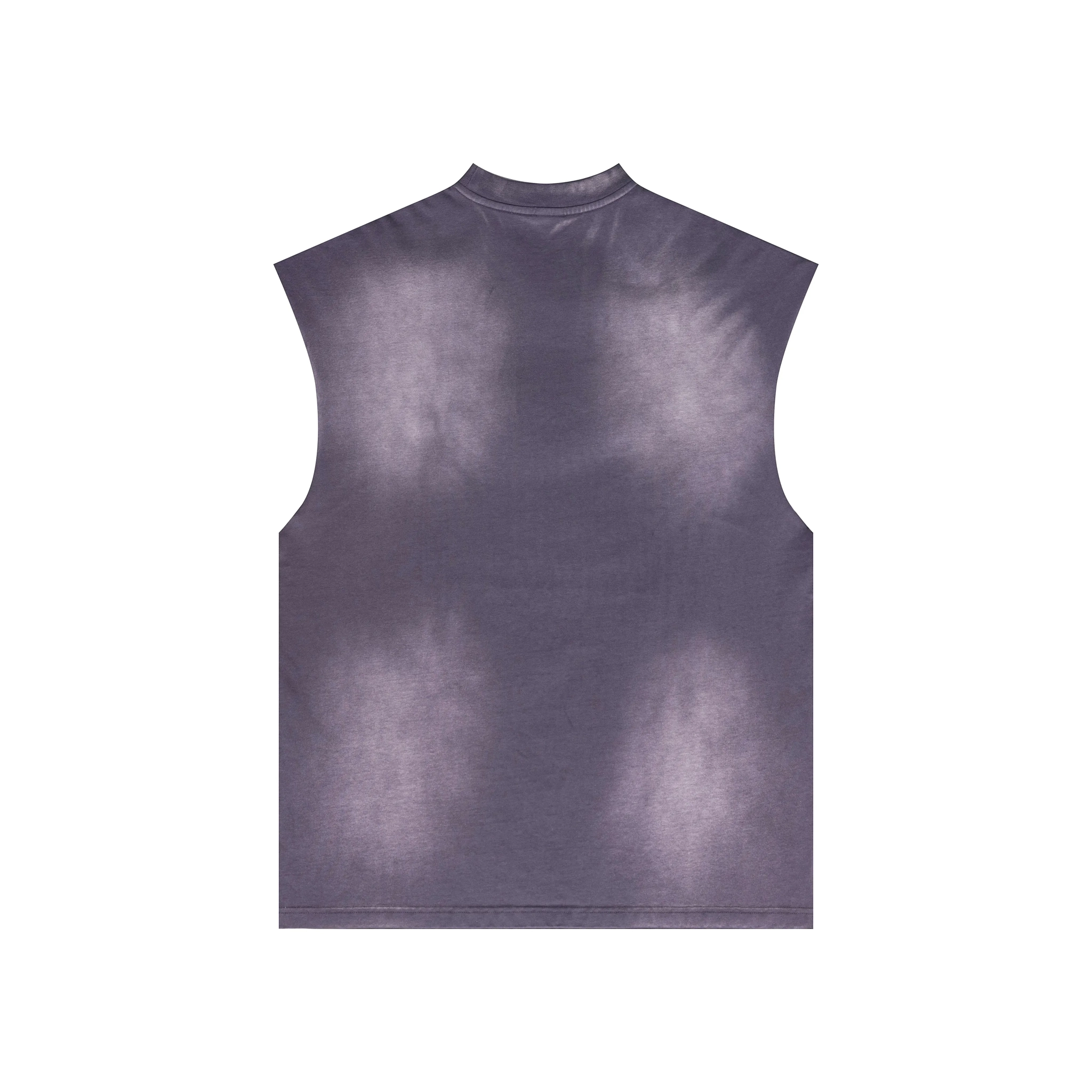 Sleeveless shirt with a tie-dye pattern on a white background