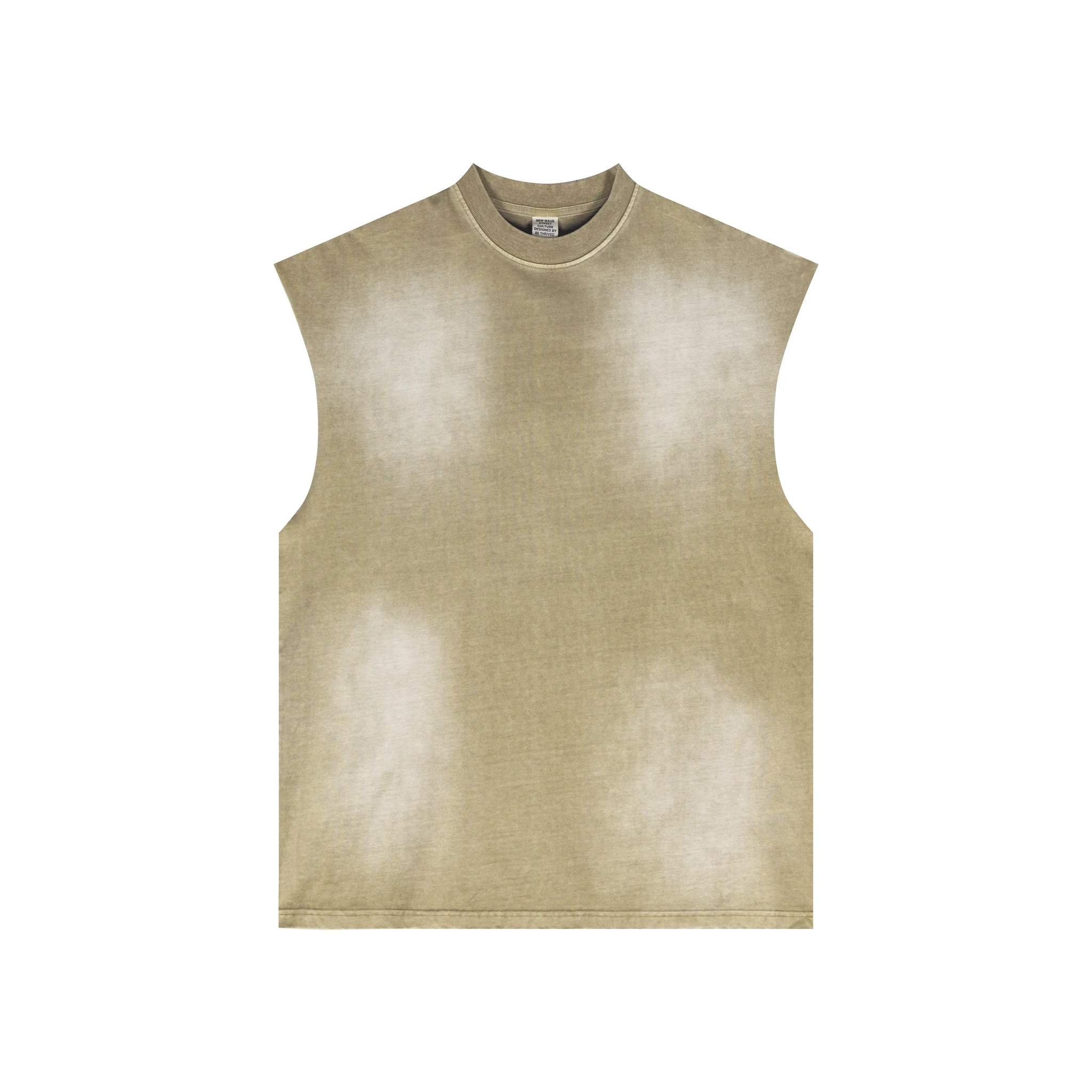 Beige sleeveless shirt on a white background