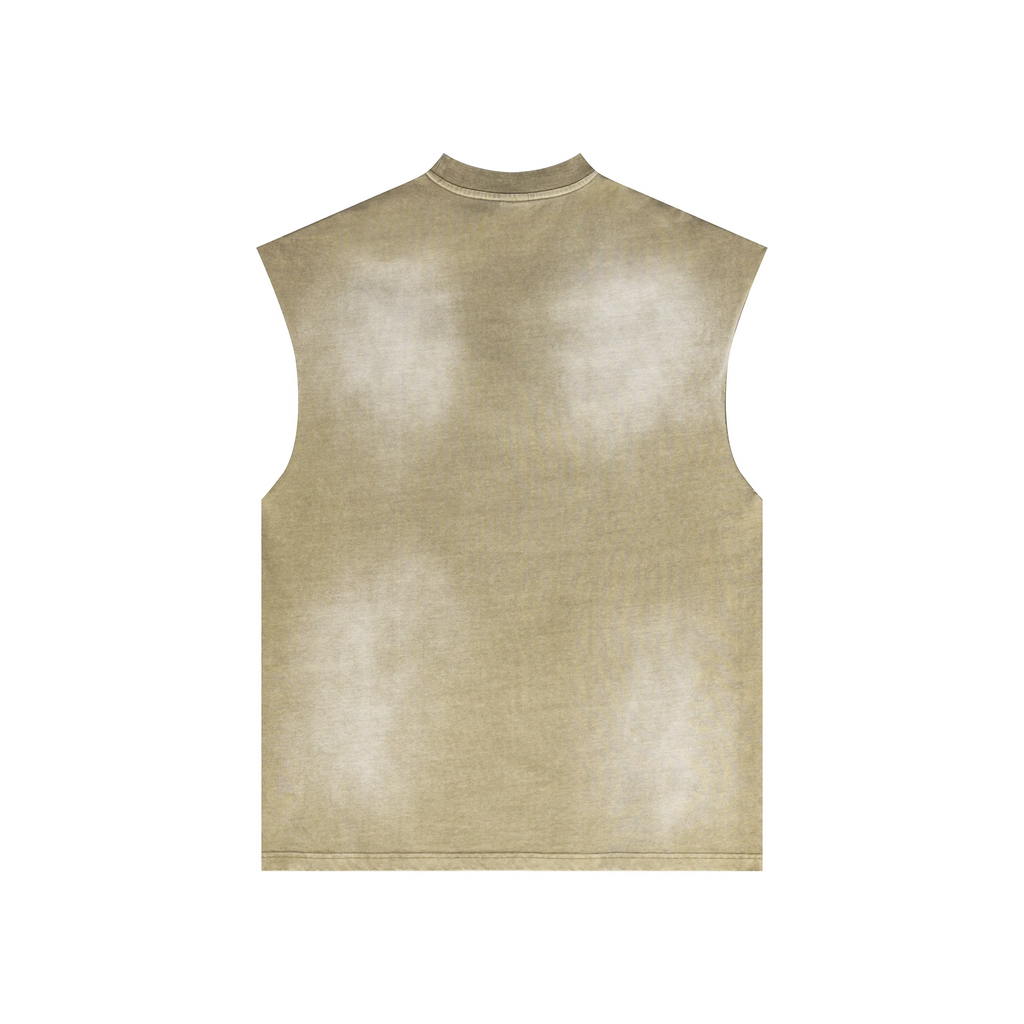 Beige sleeveless vest on a white background