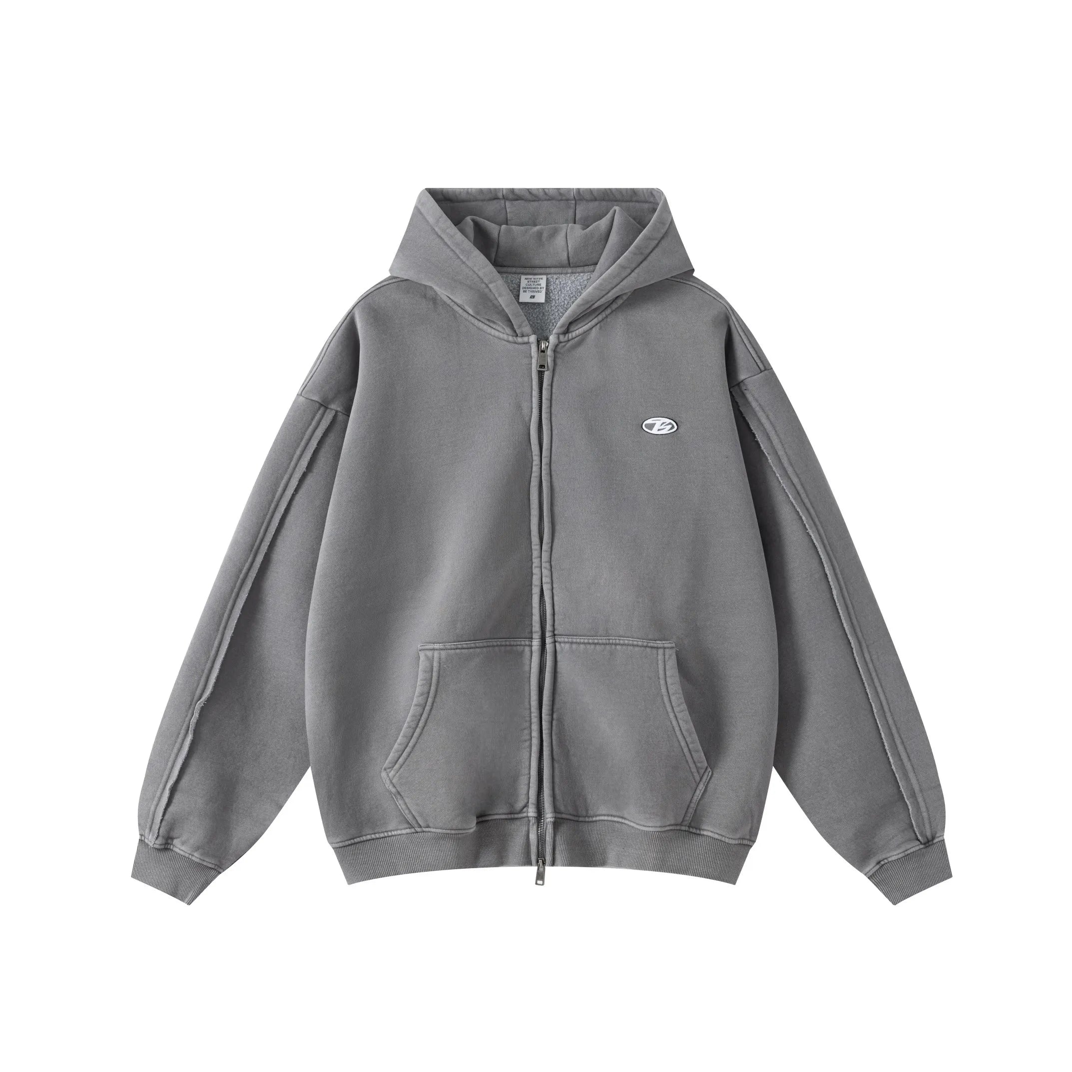 NEW WAVE DISTRESSED PATCHWORK ZIP HOODIE