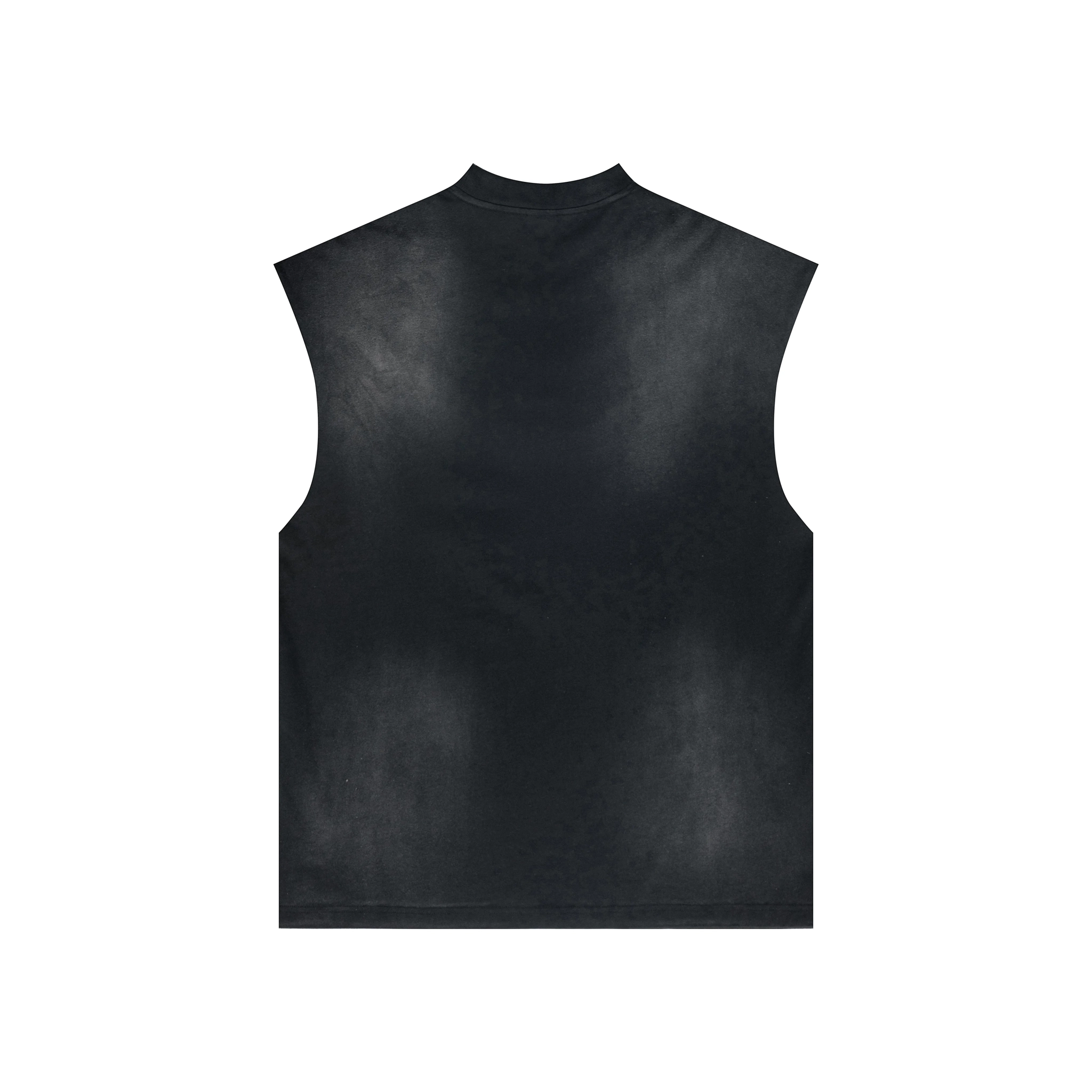 Black sleeveless leather vest on a white background