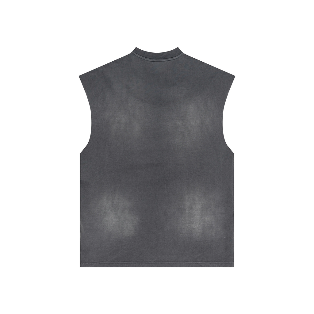 Gray sleeveless shirt on a white background
