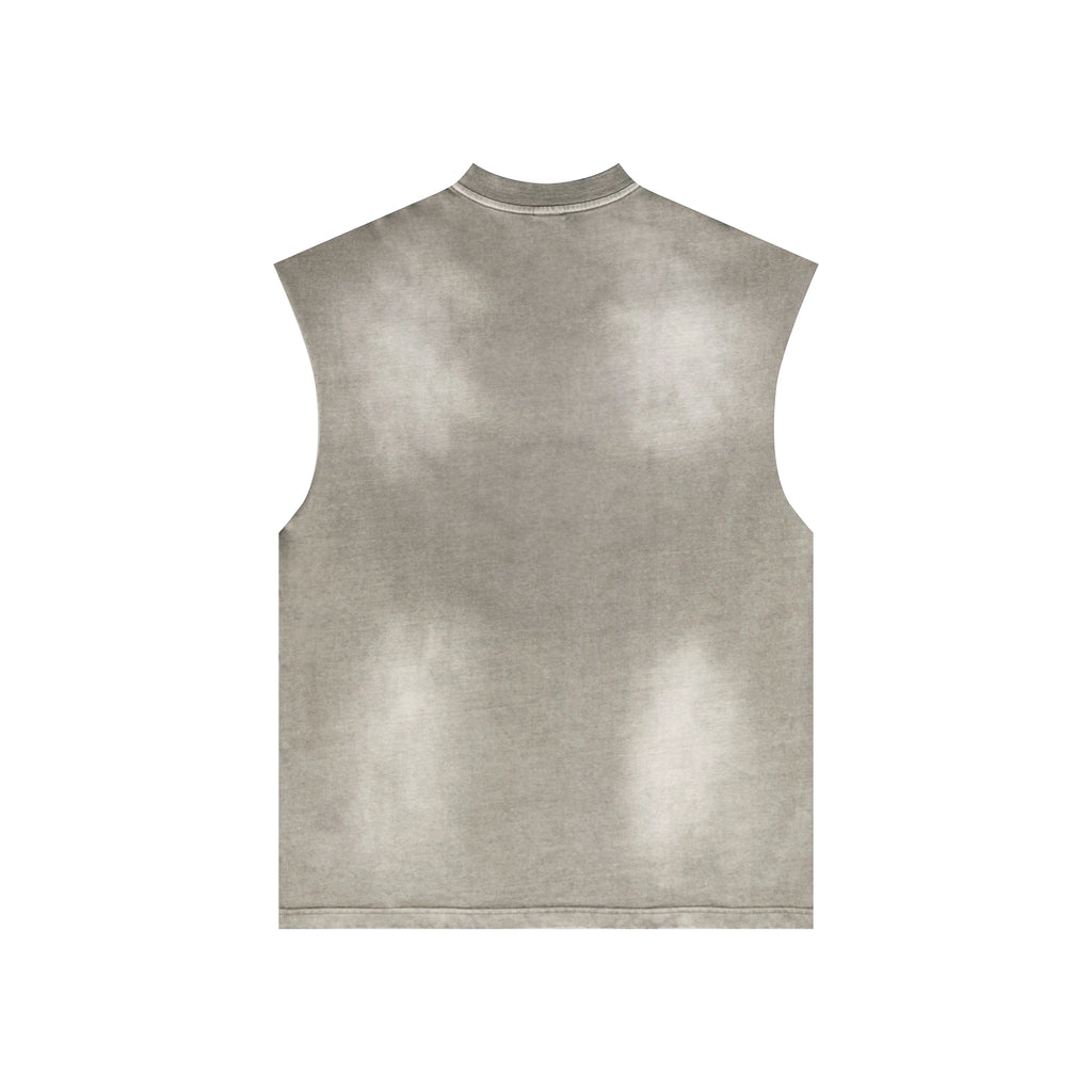Gray sleeveless vest on a white background