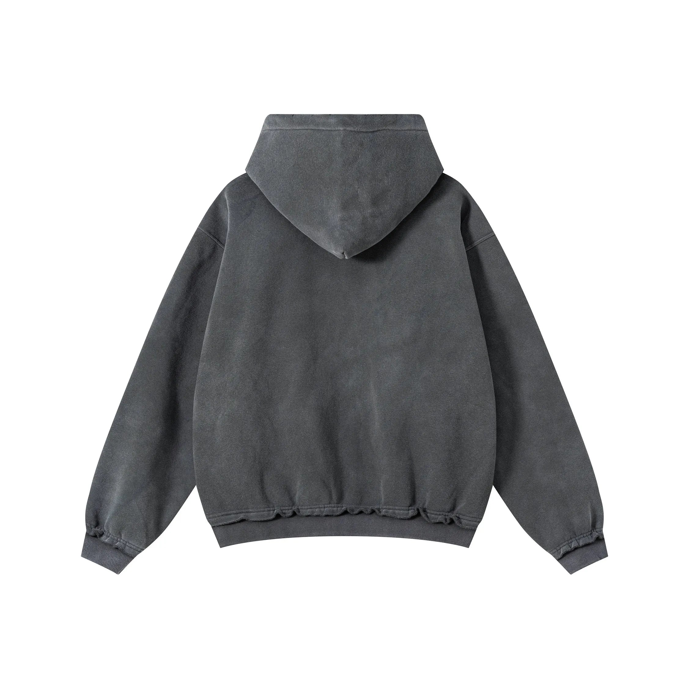 NEW WAVE HOODED RAW EDGE ZIP-UP HOODIE