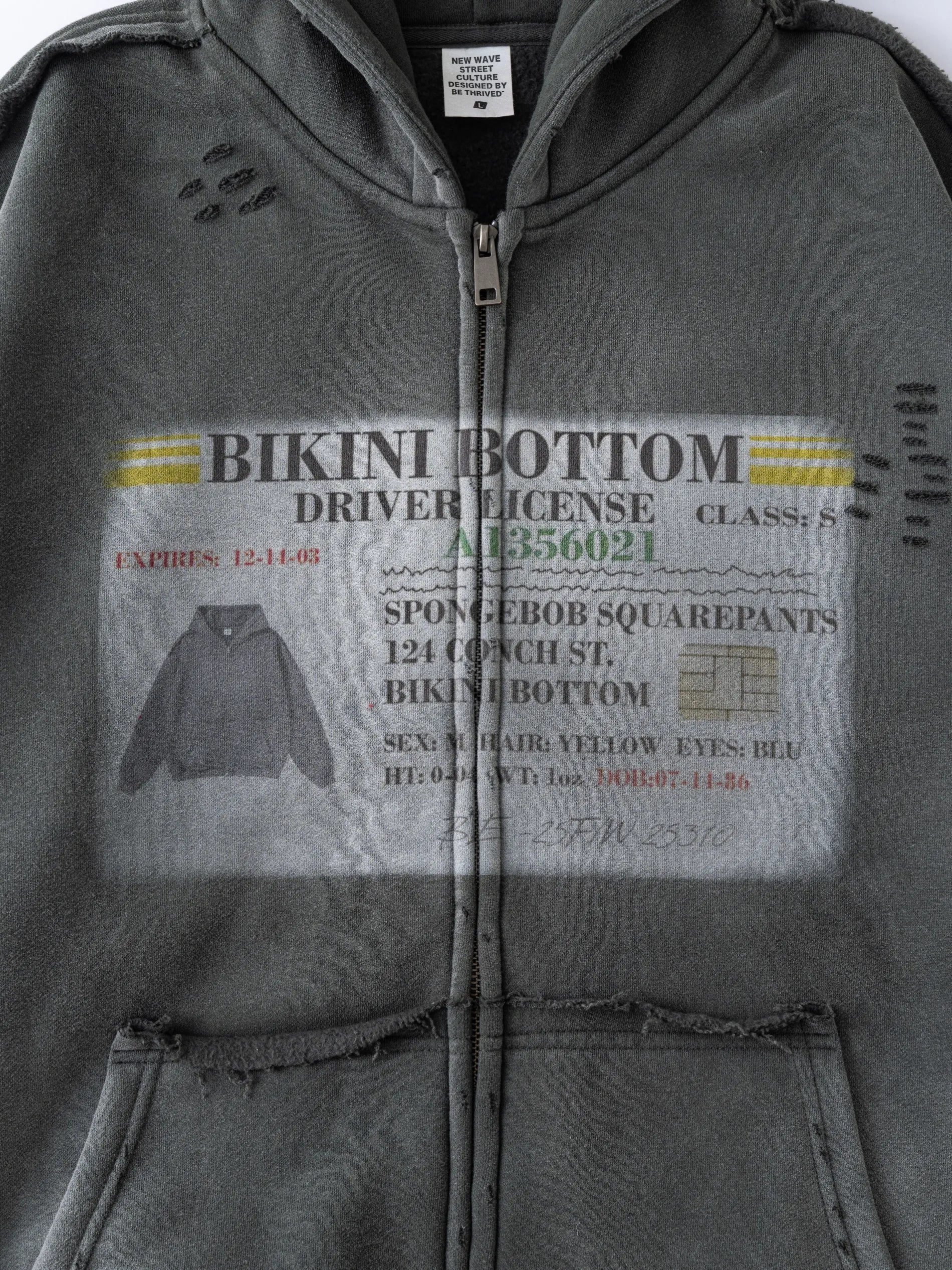 NEW WAVE HOODED RAW EDGE ZIP-UP HOODIE