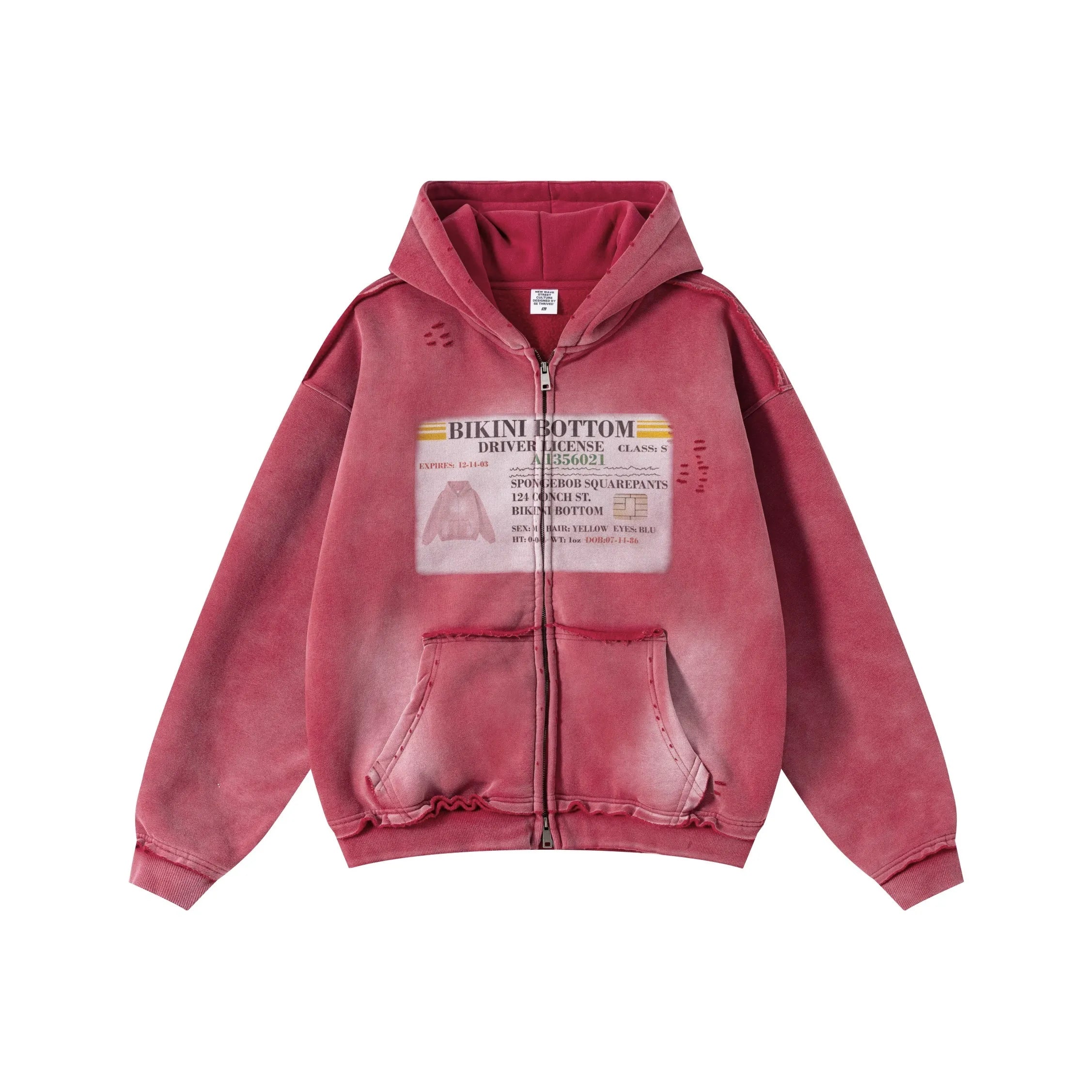 NEW WAVE HOODED RAW EDGE ZIP-UP HOODIE