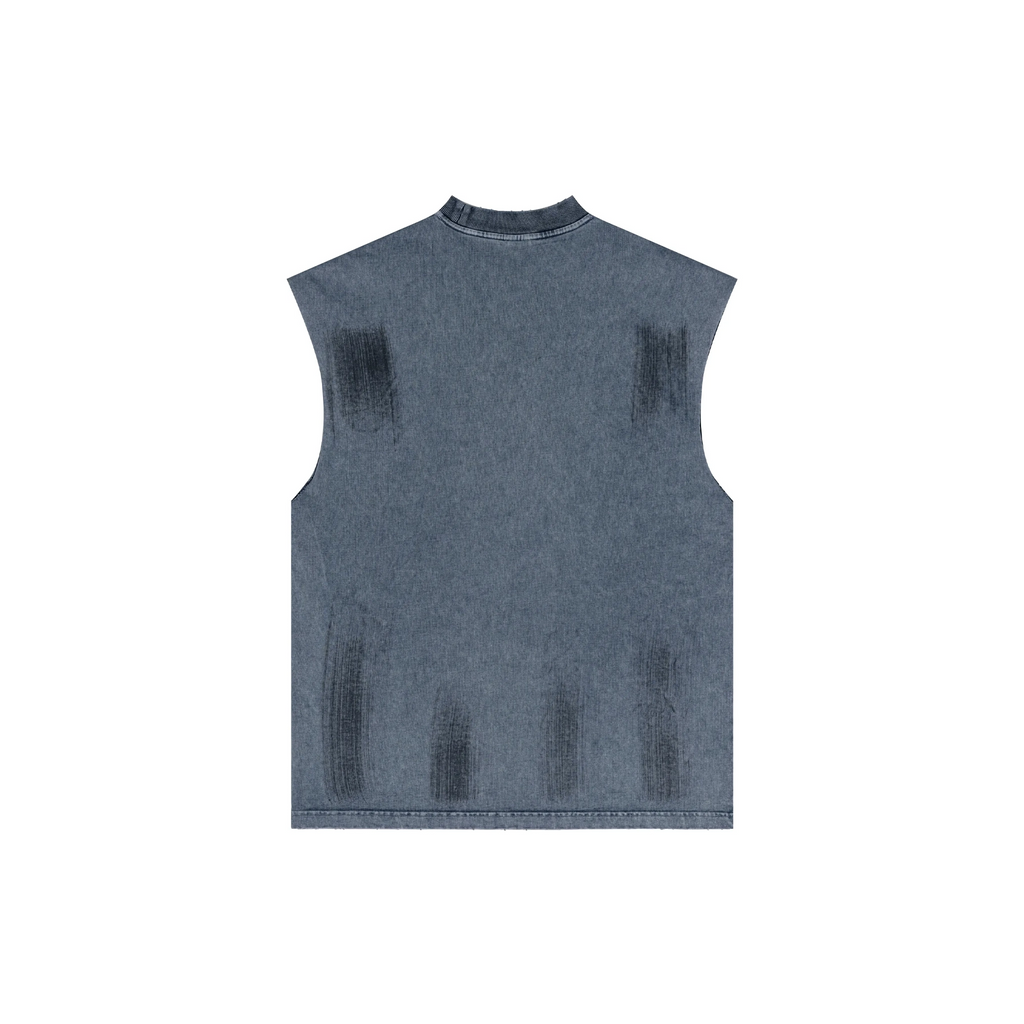 Blue sleeveless vest on a white background