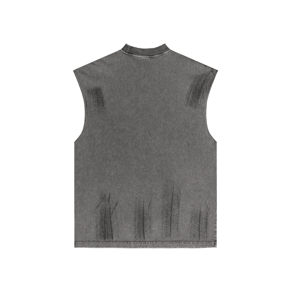 Gray sleeveless vest on a white background