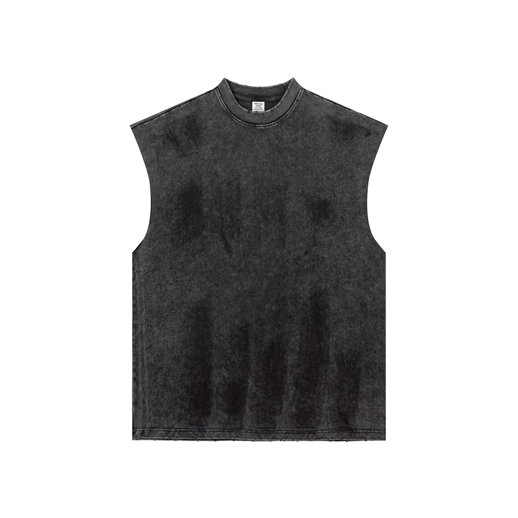 Black sleeveless shirt on a white background