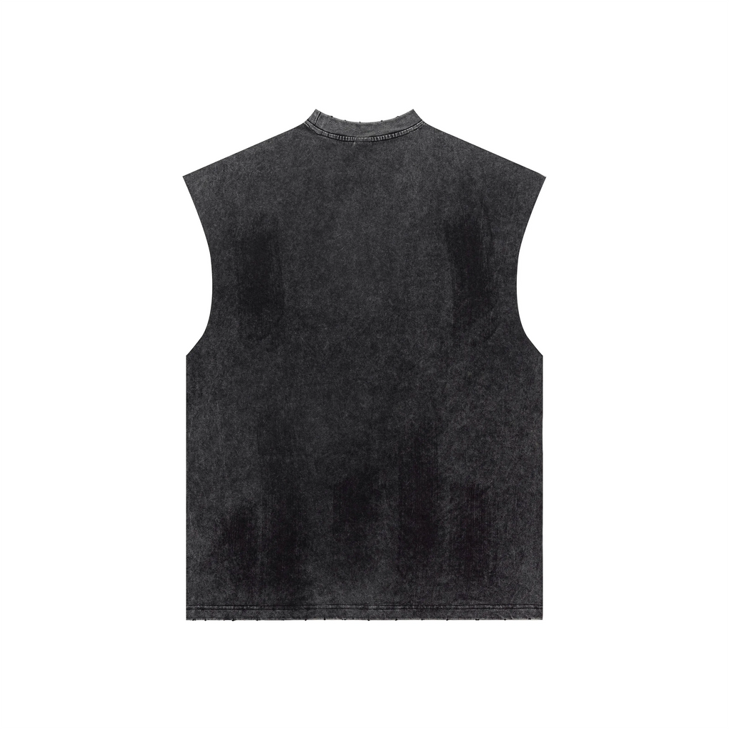 Black sleeveless vest on a white background