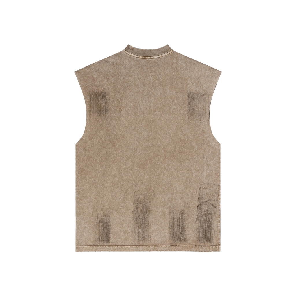 Beige sleeveless vest on a white background