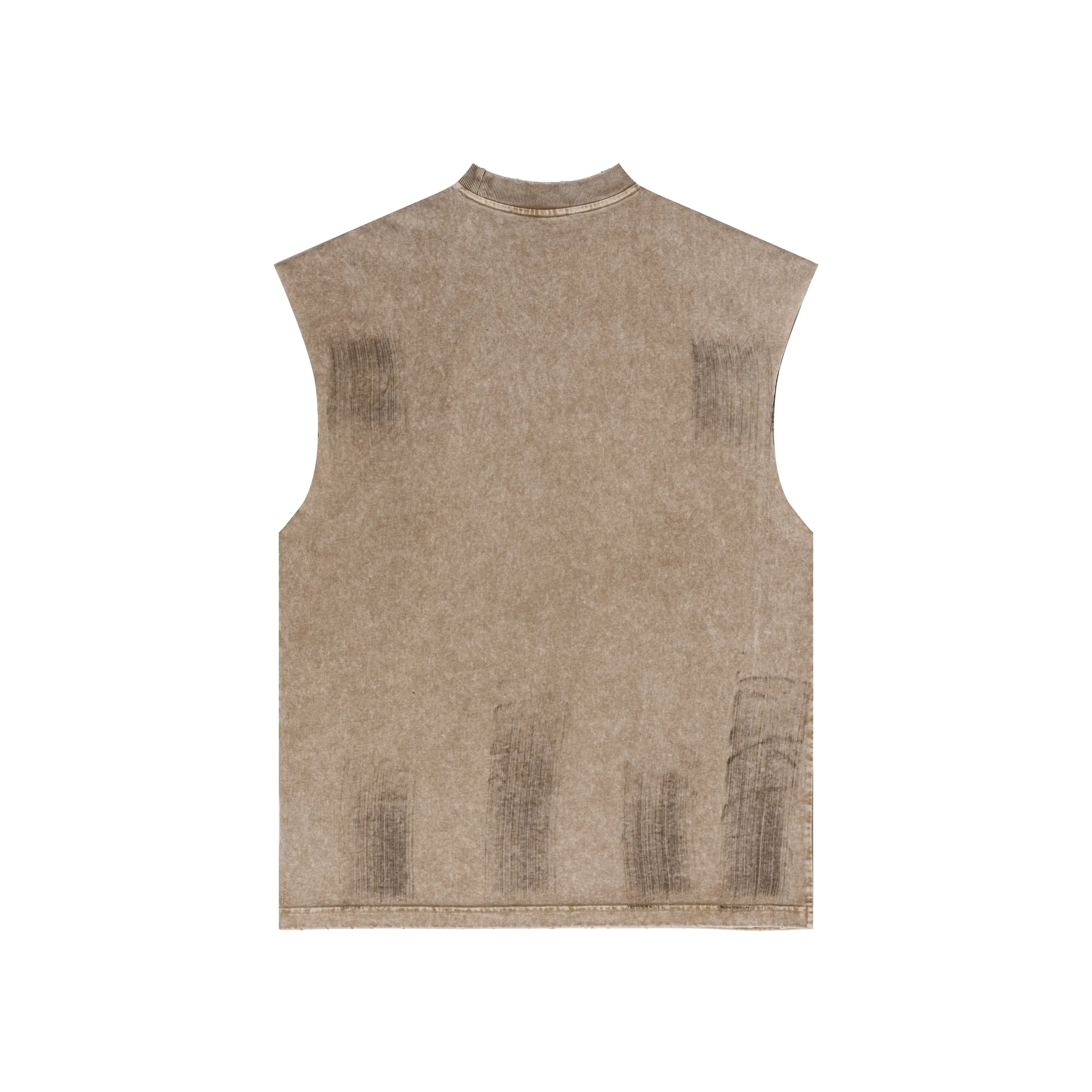 Beige sleeveless vest on a white background