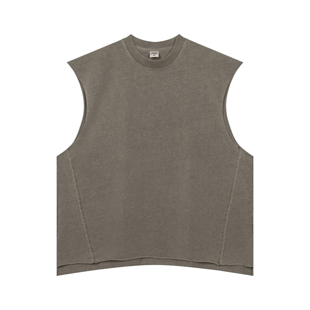 Gray sleeveless shirt on a white background