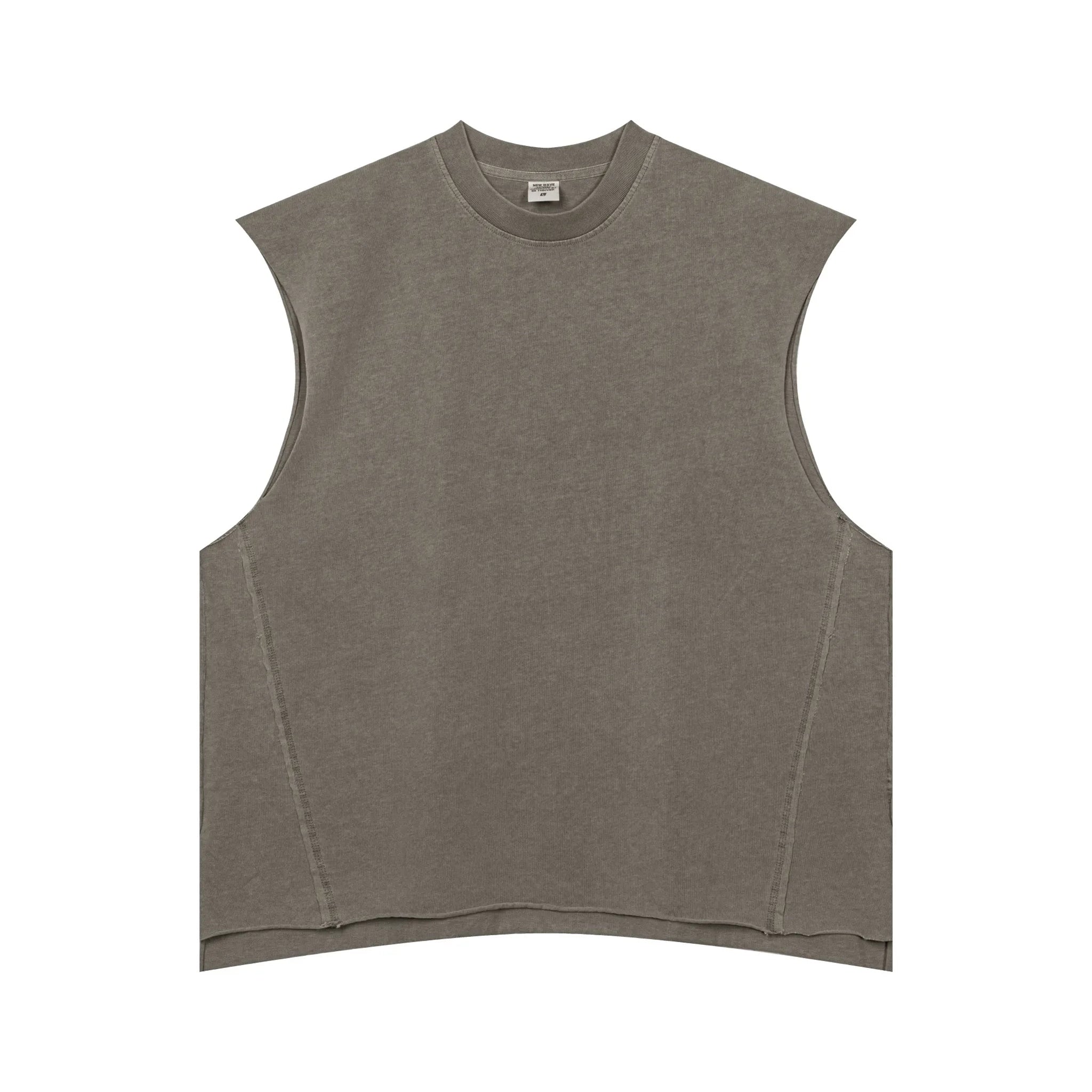 Gray sleeveless shirt on a white background