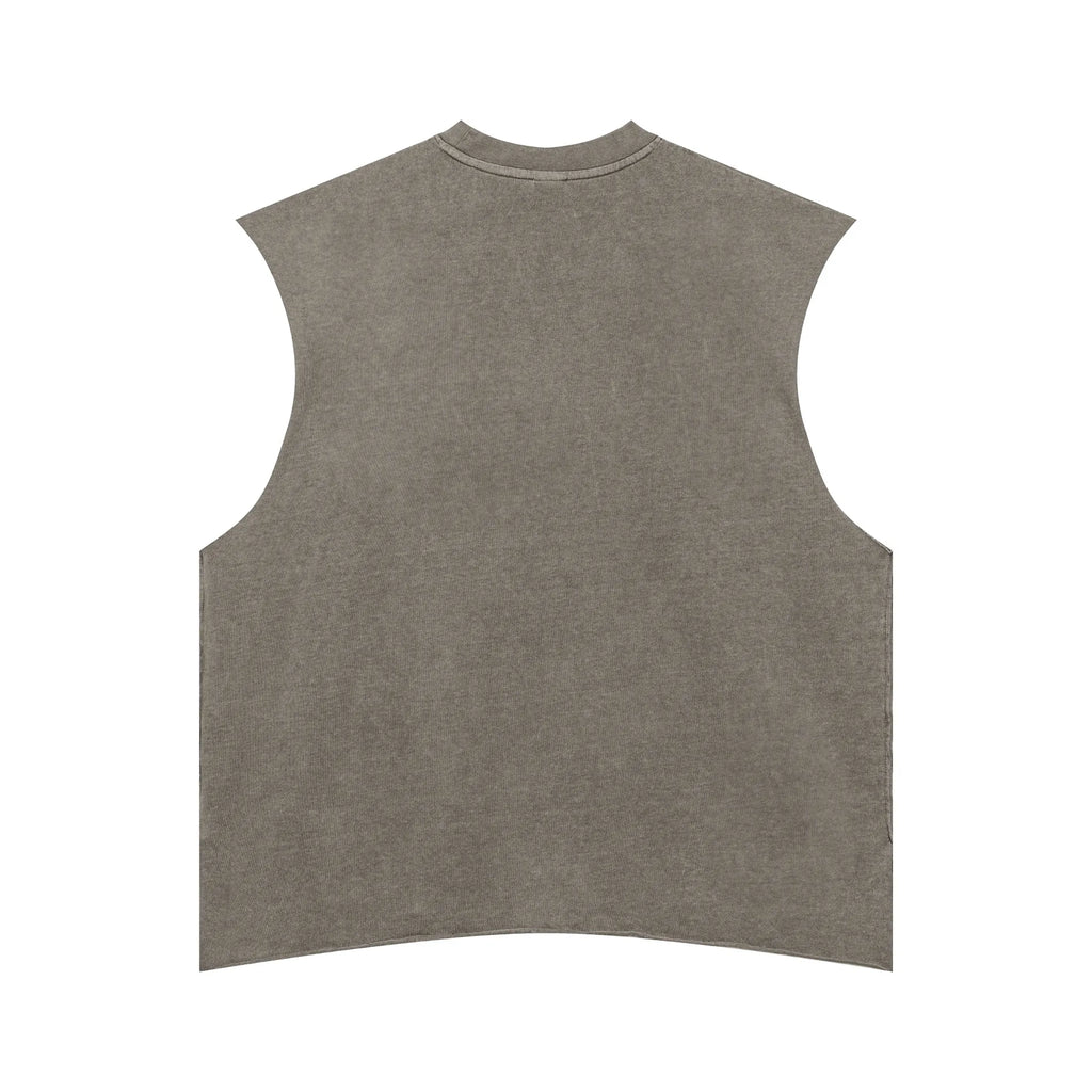 Gray sleeveless vest on a white background