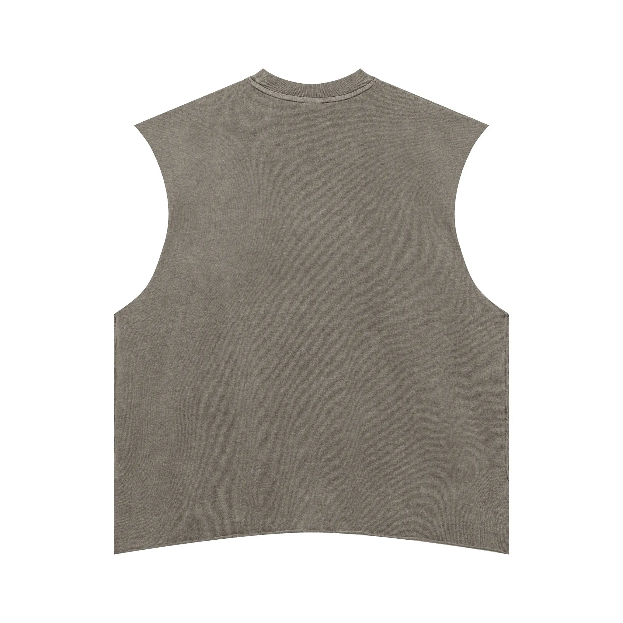 Gray sleeveless vest on a white background