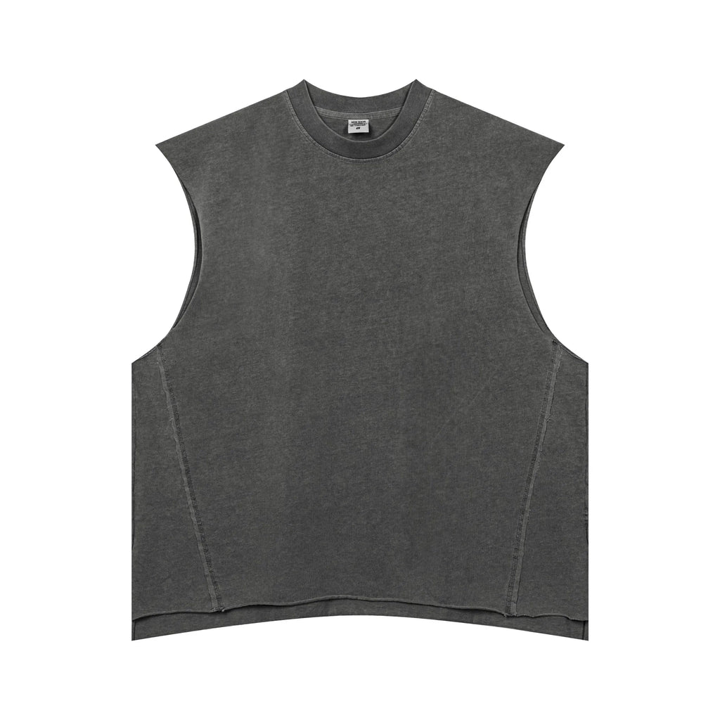 Gray sleeveless shirt on a white background