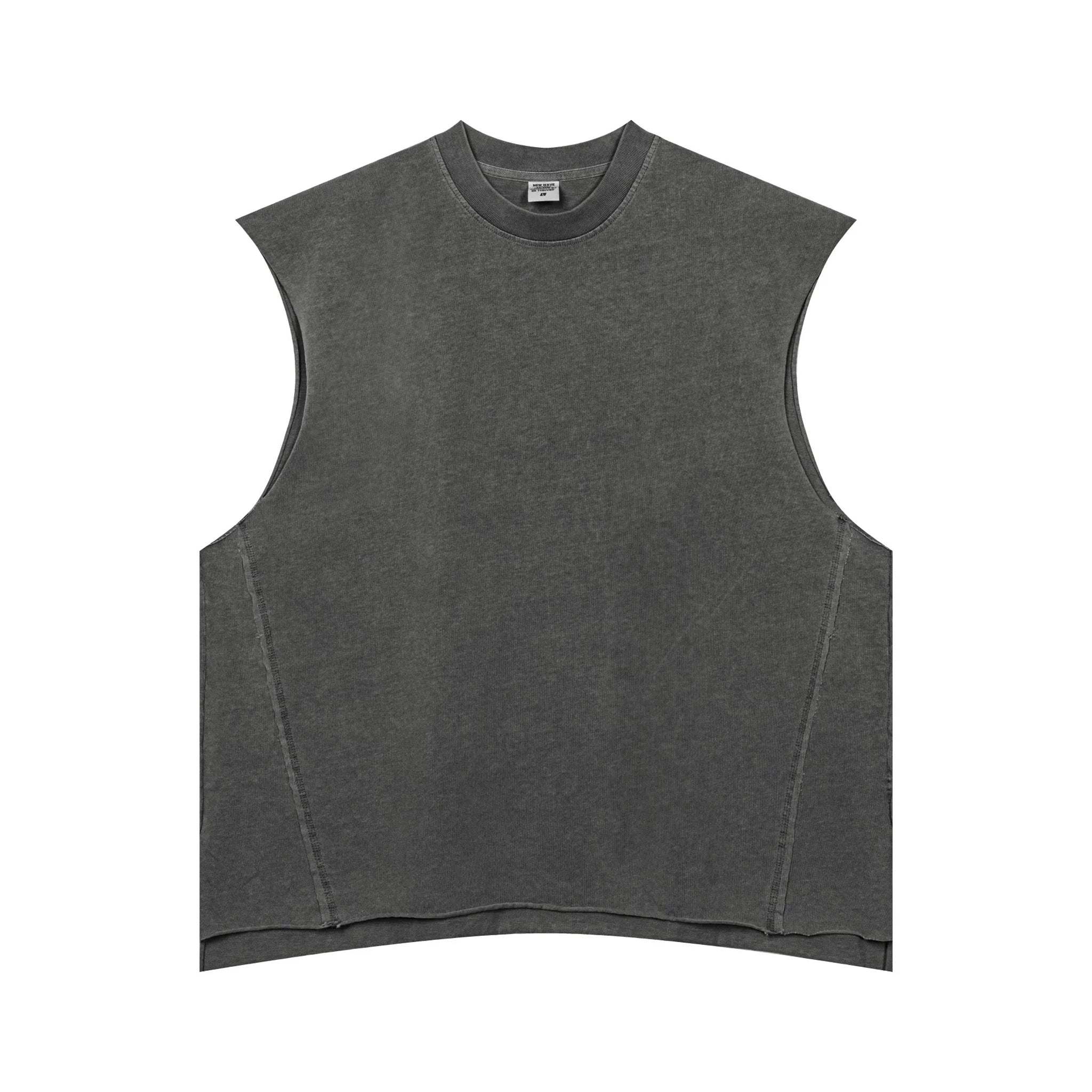 Gray sleeveless shirt on a white background