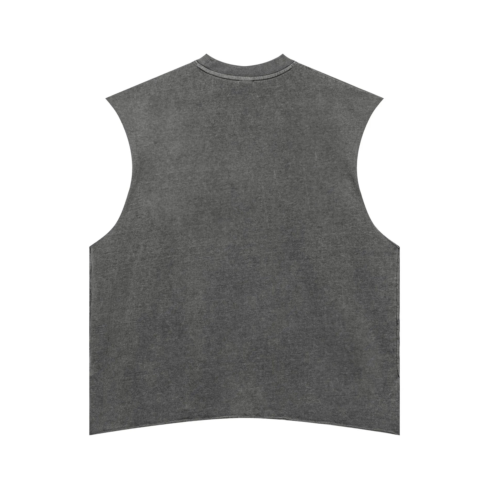 Gray sleeveless vest on a white background