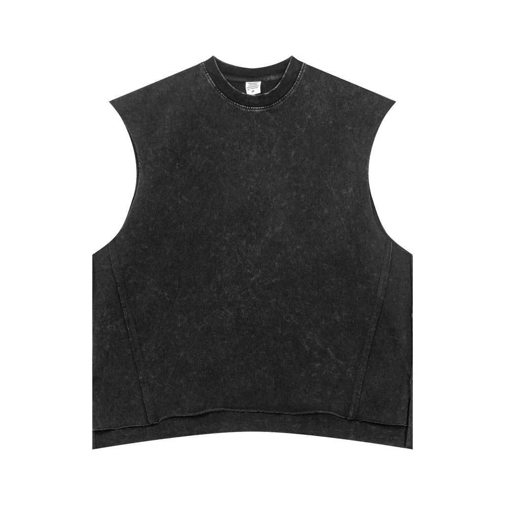 Black sleeveless shirt on a white background