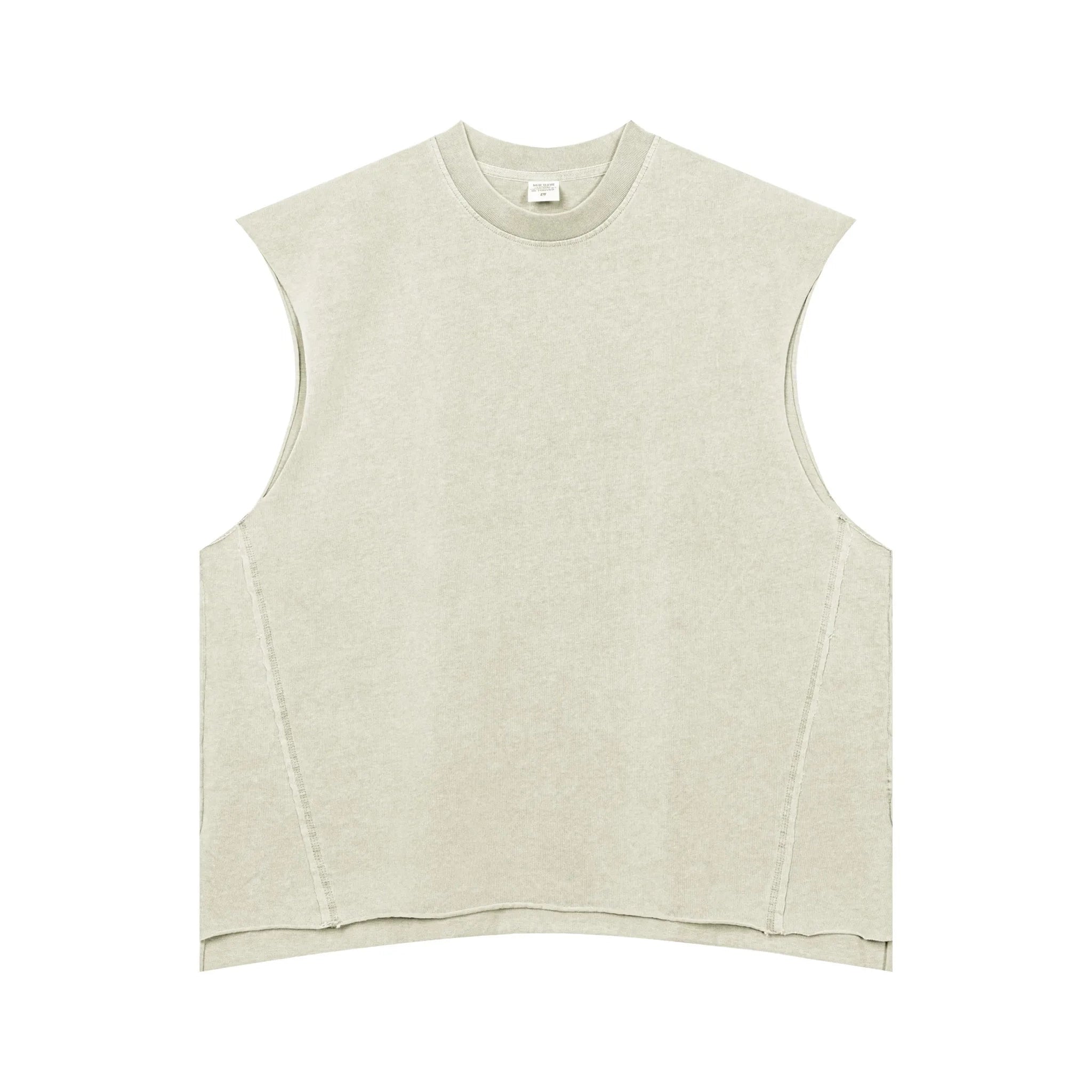 Beige sleeveless top on a white background