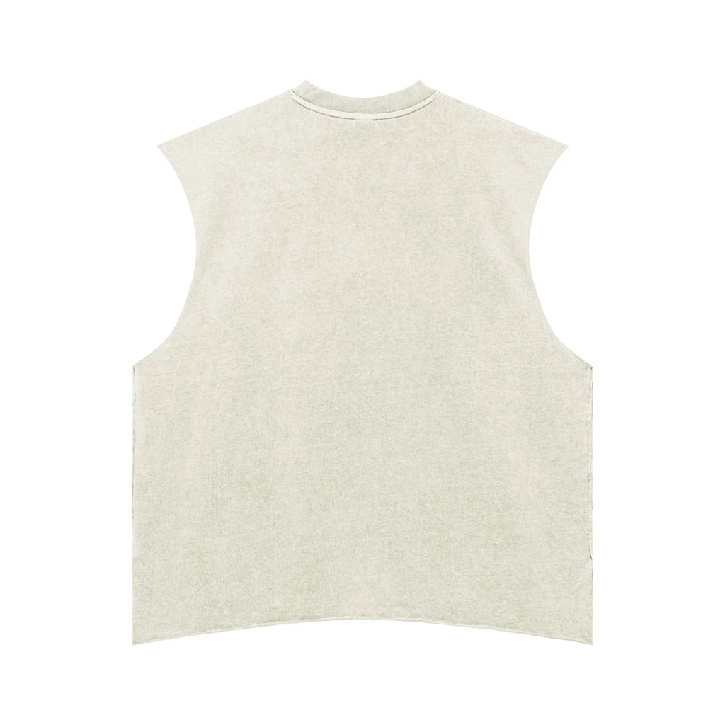 Beige sleeveless vest on a white background
