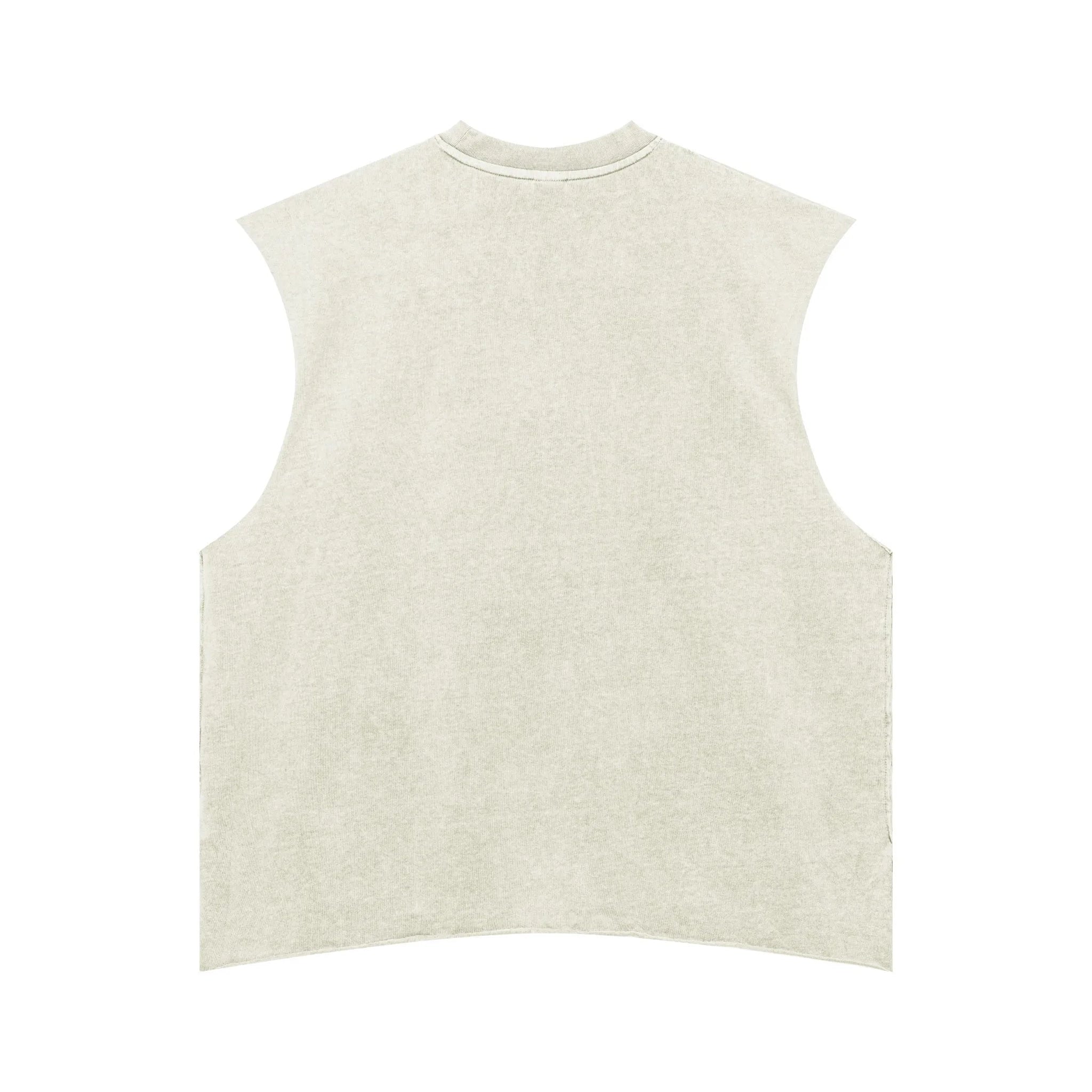 Beige sleeveless vest on a white background