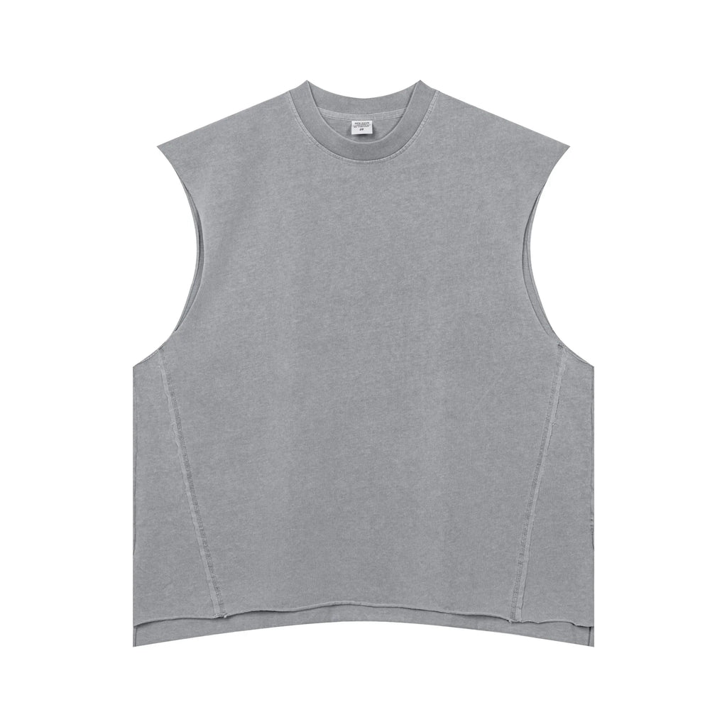 Gray sleeveless shirt on a white background